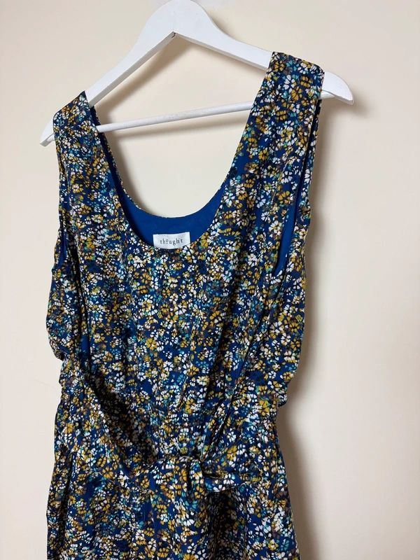Thought Floral Ditsy Jumpsuit Wide Leg Boho V Neck UK 12
