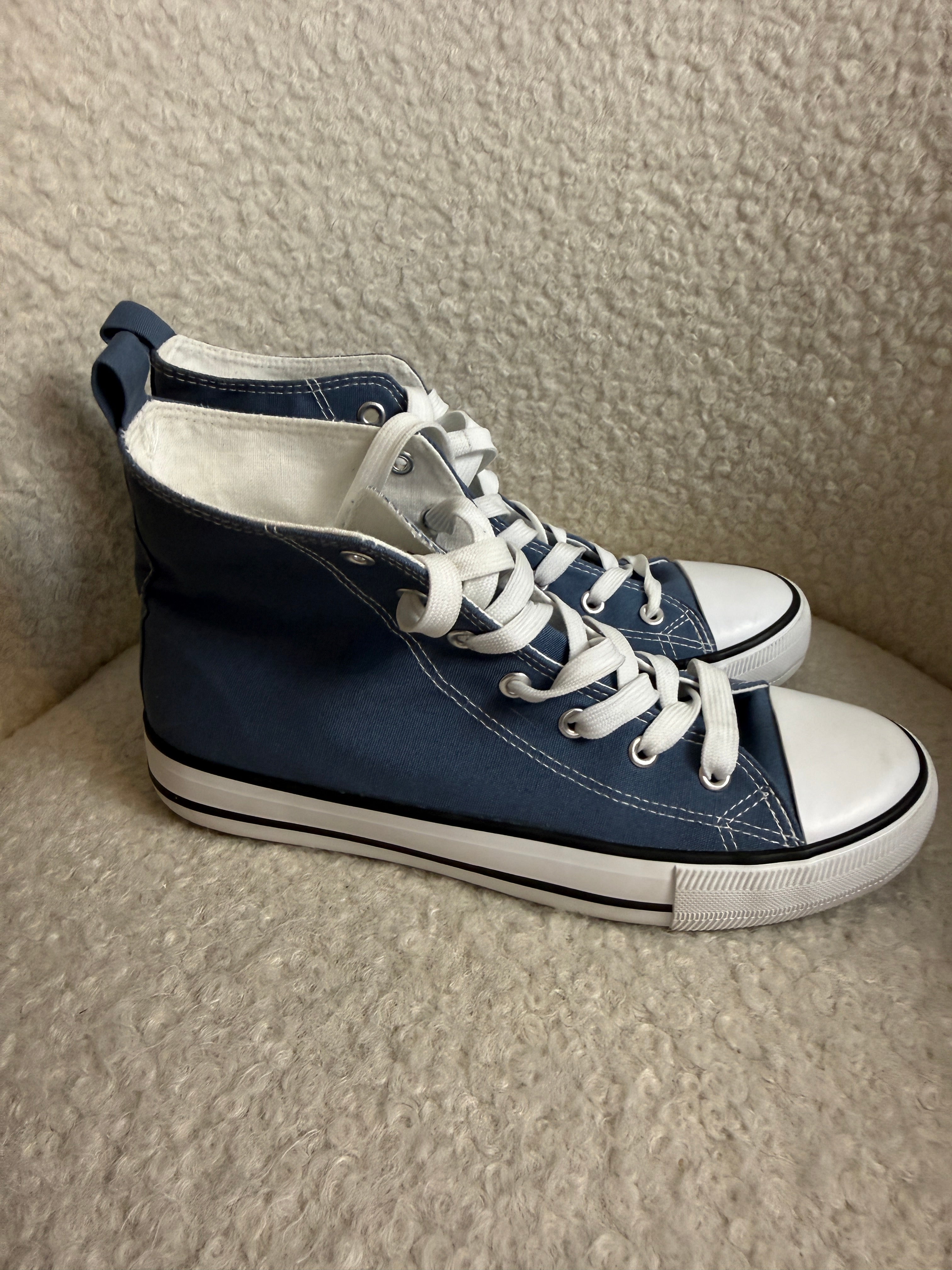 Primark Denim Blue High Top Trainers UK7 Unisex Sneaker Lace Up