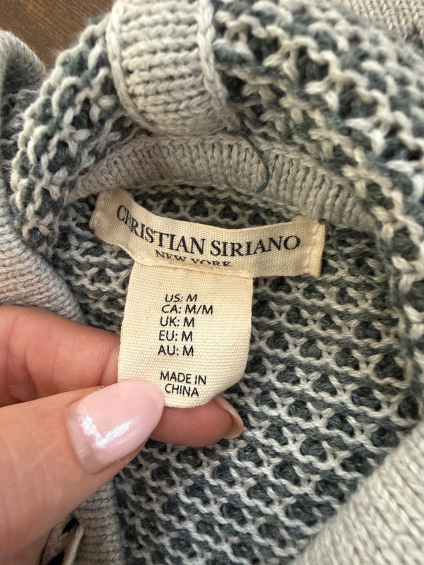 Christian Siriano Grey Textured Knit Hooded Jumper - Medium