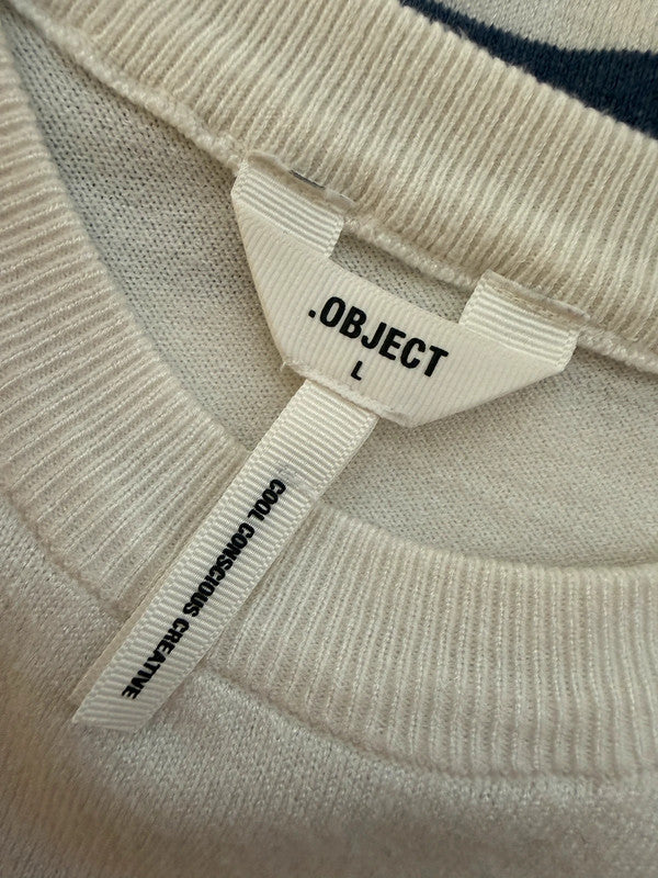 Object Ivory Navy Stripe Relaxed Fit Lightweight Knit - Large