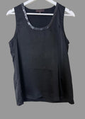 Great Plains Black Satin Sleeveless Top Sequin Neckline Size M