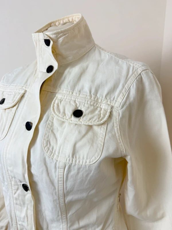 Barbour Lemon Cotton Utility Jacket Fitted Zip Stud Storm Flap UK10