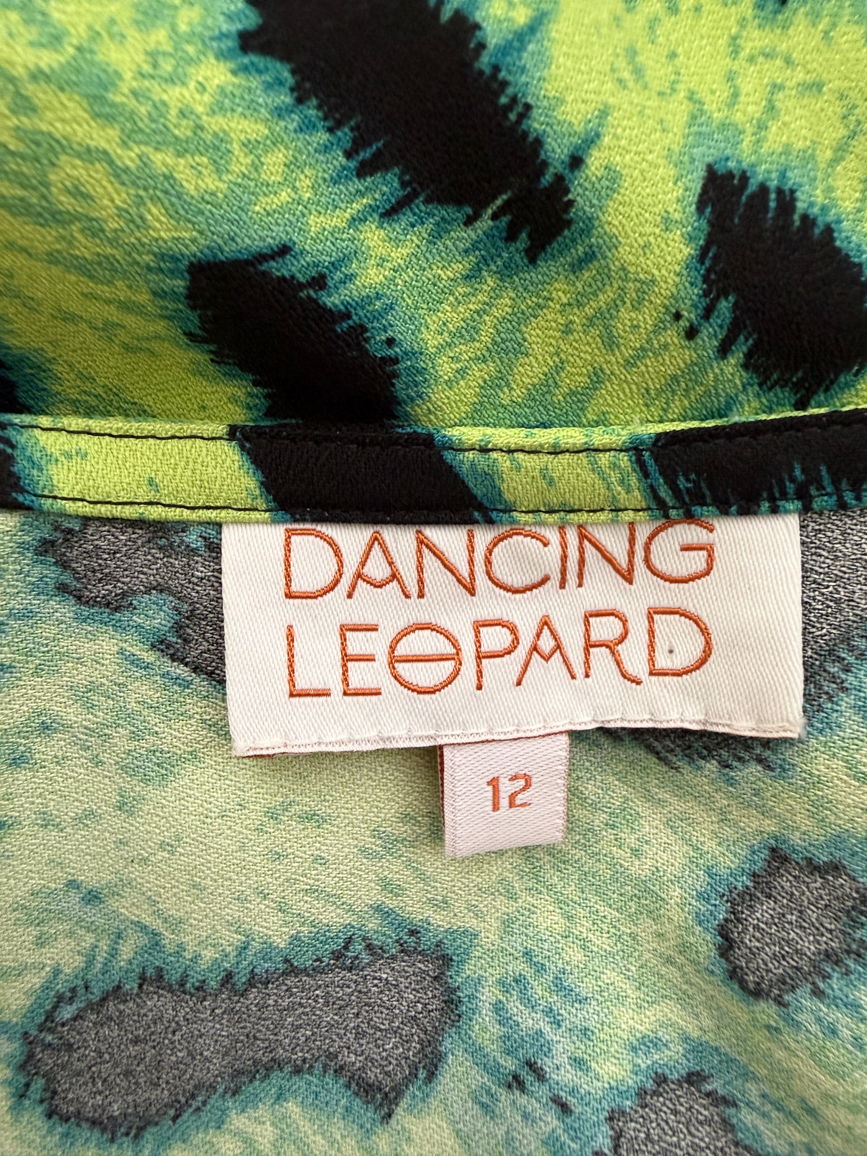 Dancing Leopard Sienna Midaxi Slip Dress UK 12 Lime Leopard