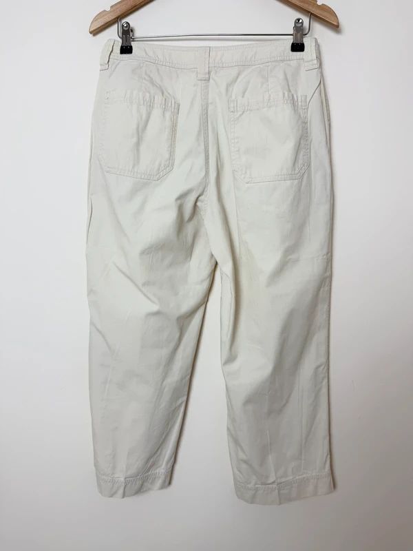 M&S Utility Cropped Chino Capri Trousers UK14 UK12 Fit Cotton Straight Leg