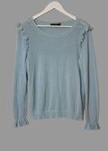 Ralph Lauren Pastel Blue Lace Knit Jumper Ruffle Shoulder Camisole Layered XL