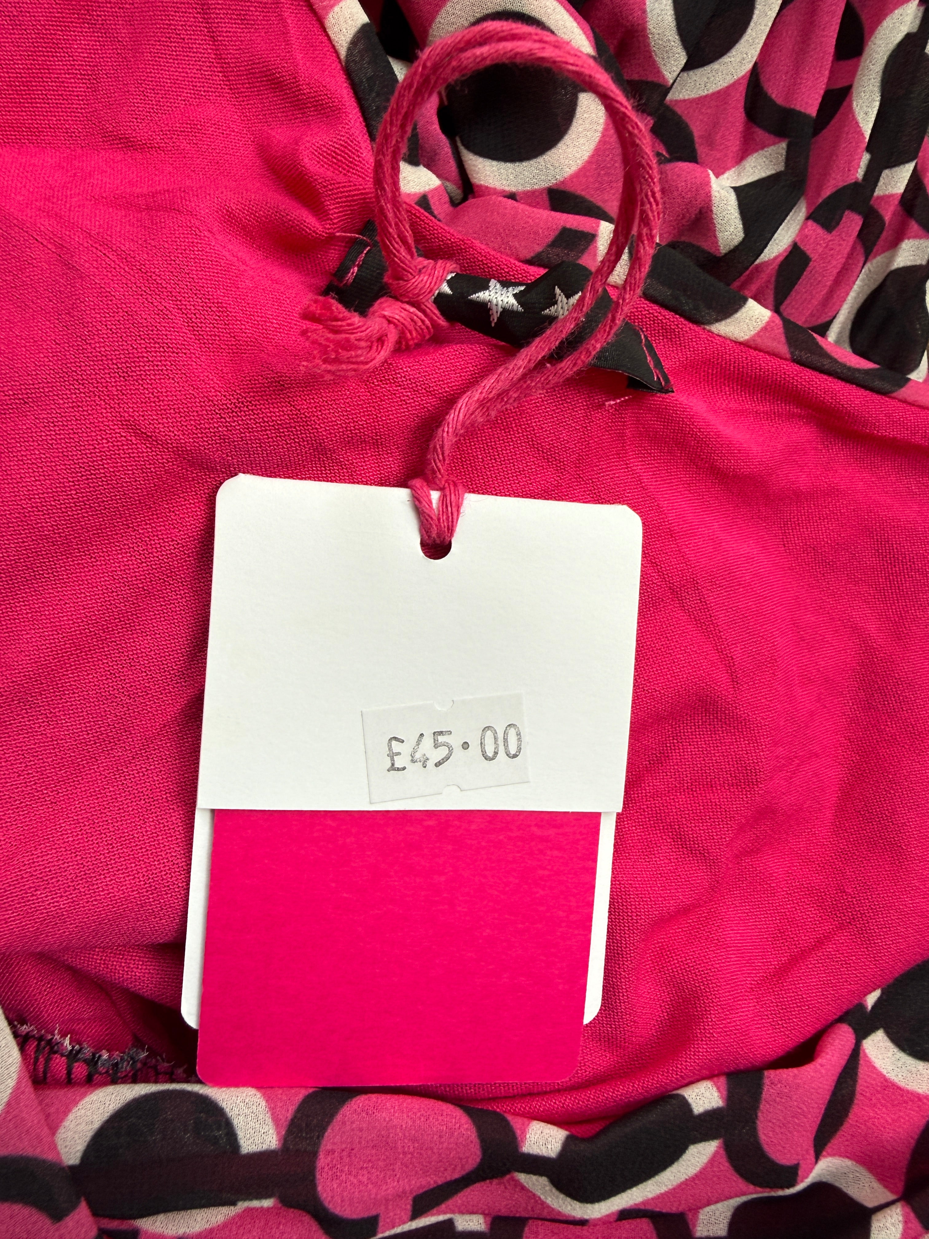 Sugar BaBe Pink Geometric Pleated Midi Dress Made in Italy UK 10 – BNWT