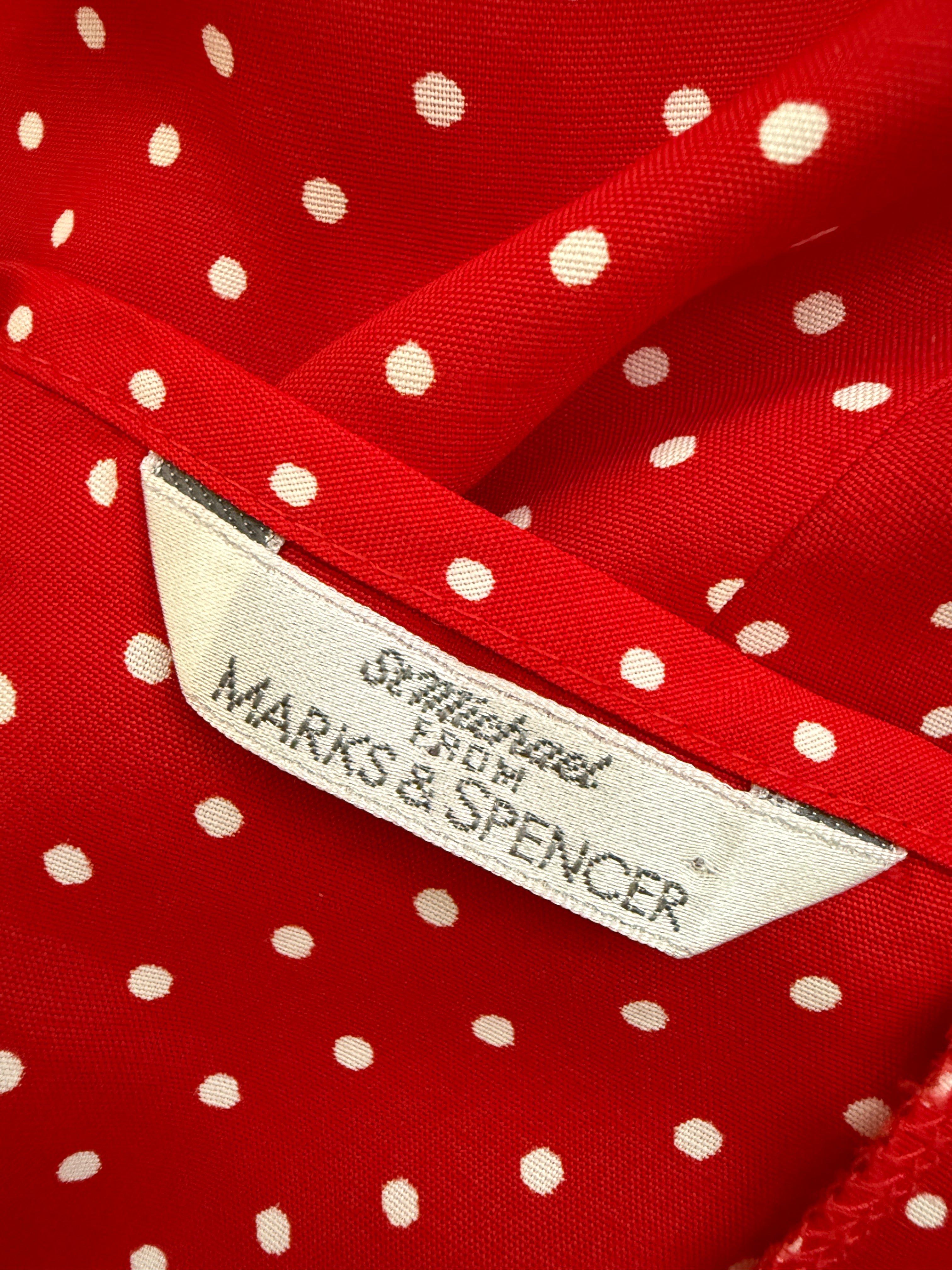 Vintage St Michael Red Polka Dot Slip Dress UK16 90s Made In UK