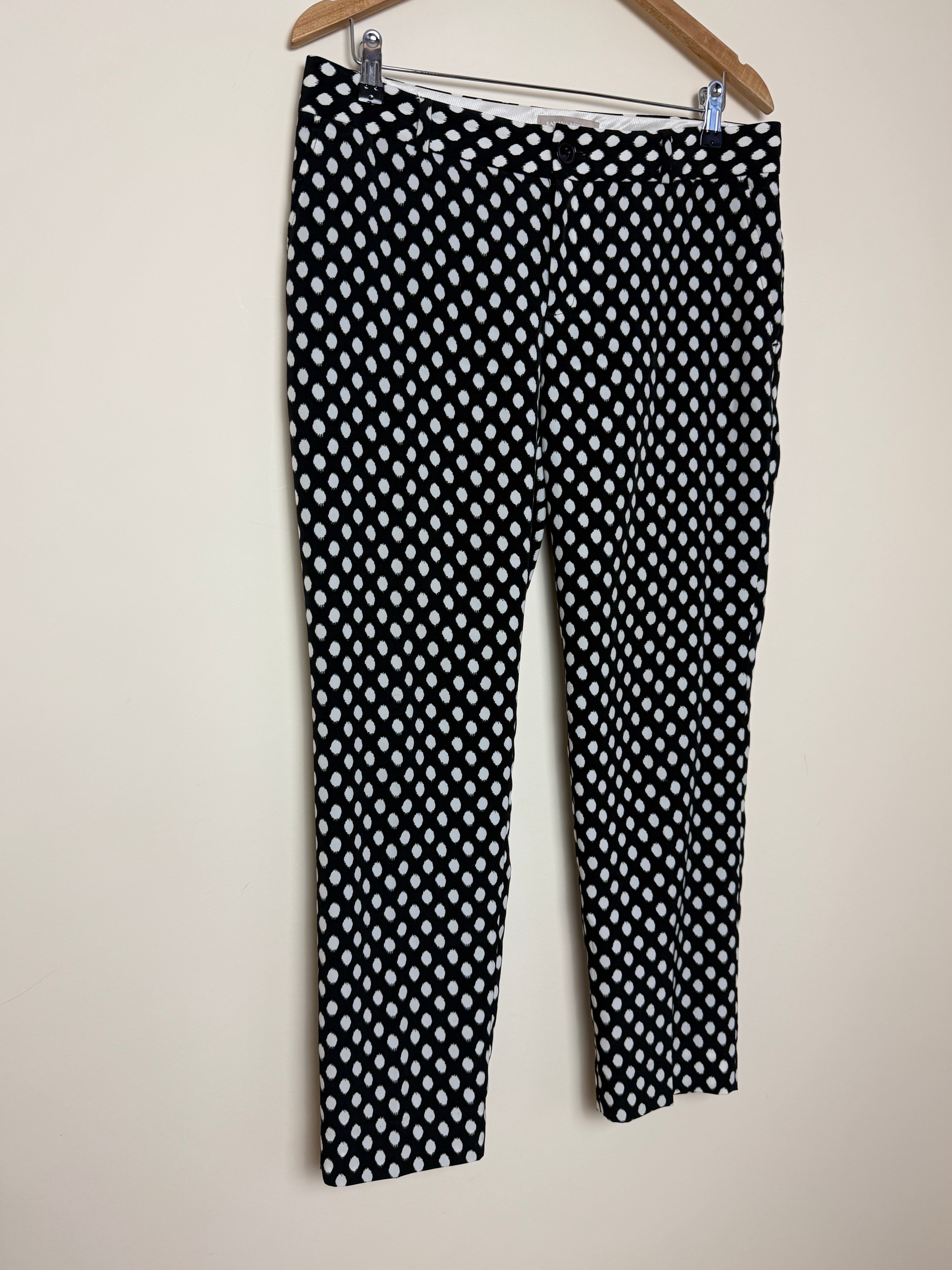 Banana Republic Black White Polka Dot Slim Fit Trousers UK12 Smart