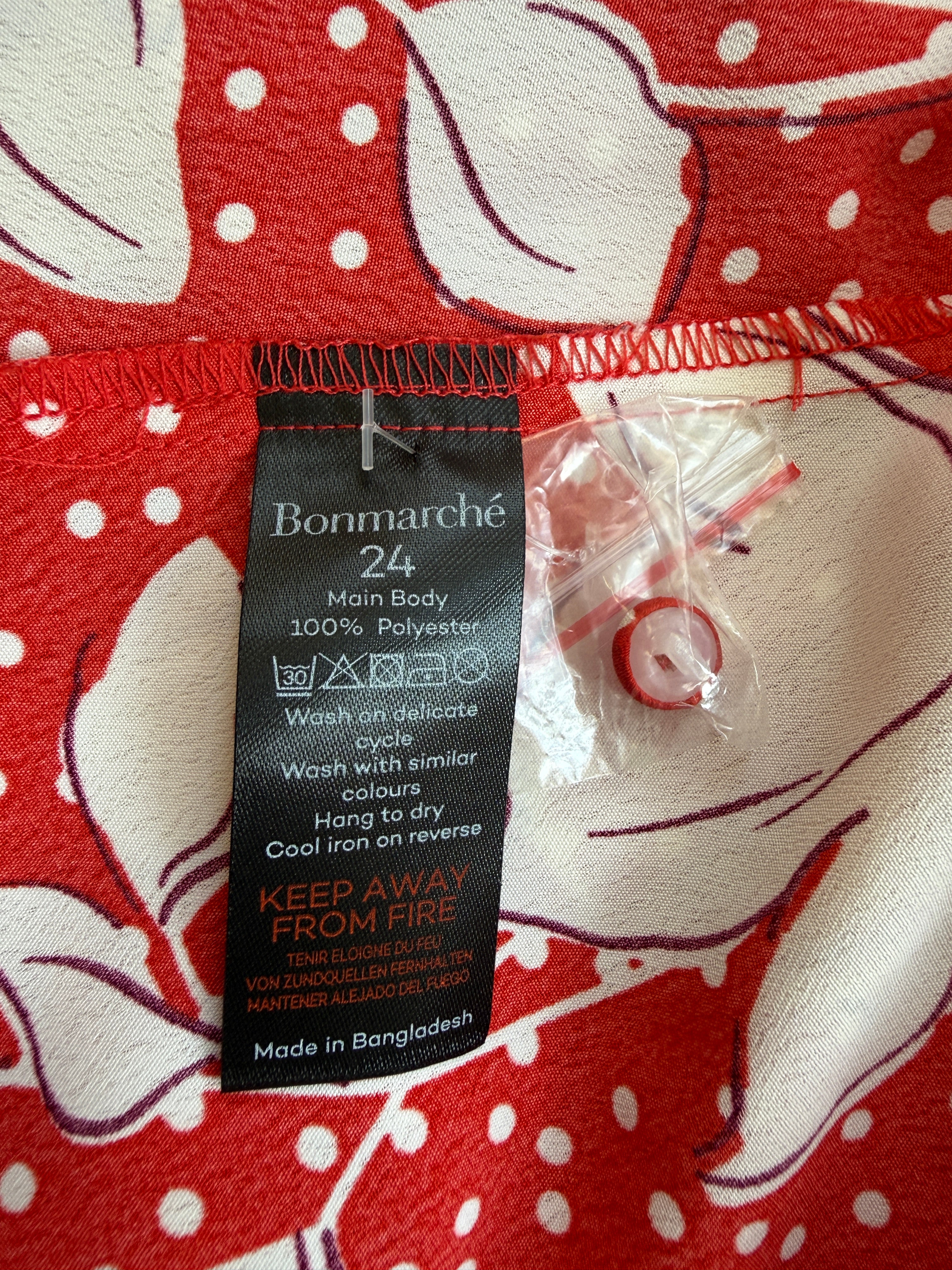 Bonmarché BNWT Red Floral Polka Dot Midi Dress Size 24
