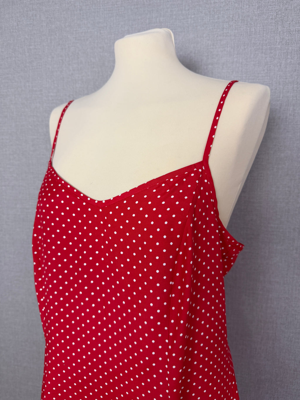 Vintage St Michael Red Polka Dot Slip Dress UK16 90s Made In UK