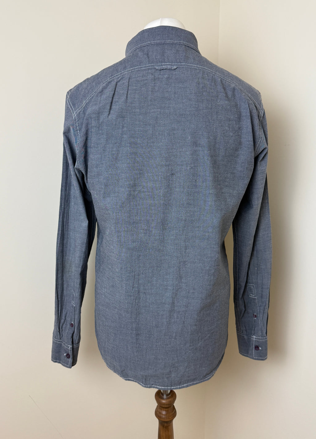 VOI Jeans Grey Chambray Utility Shirt Mens Large
