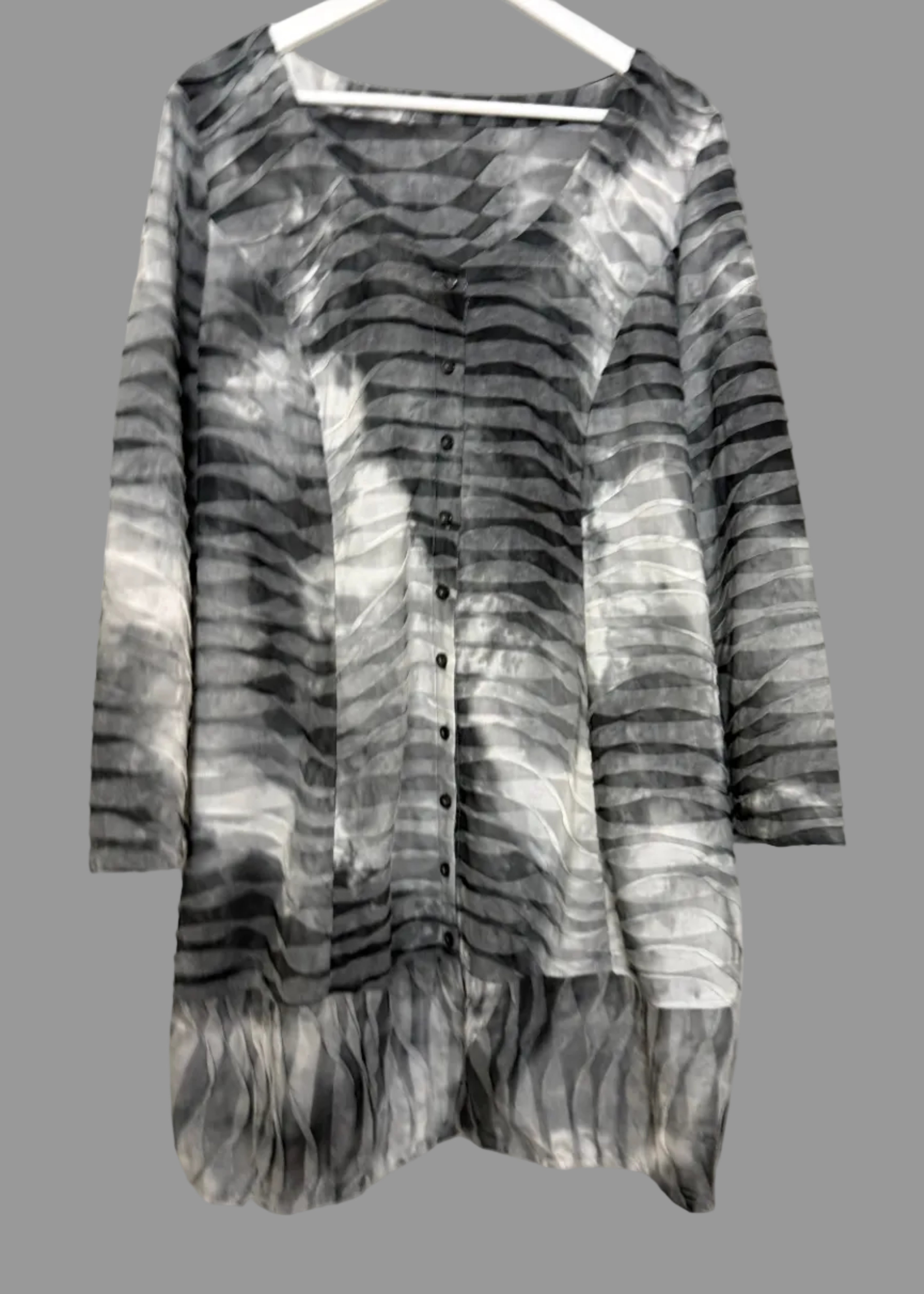Chesca Now Grey Abstract Stripe Tunic Top One Size – Pre-Loved