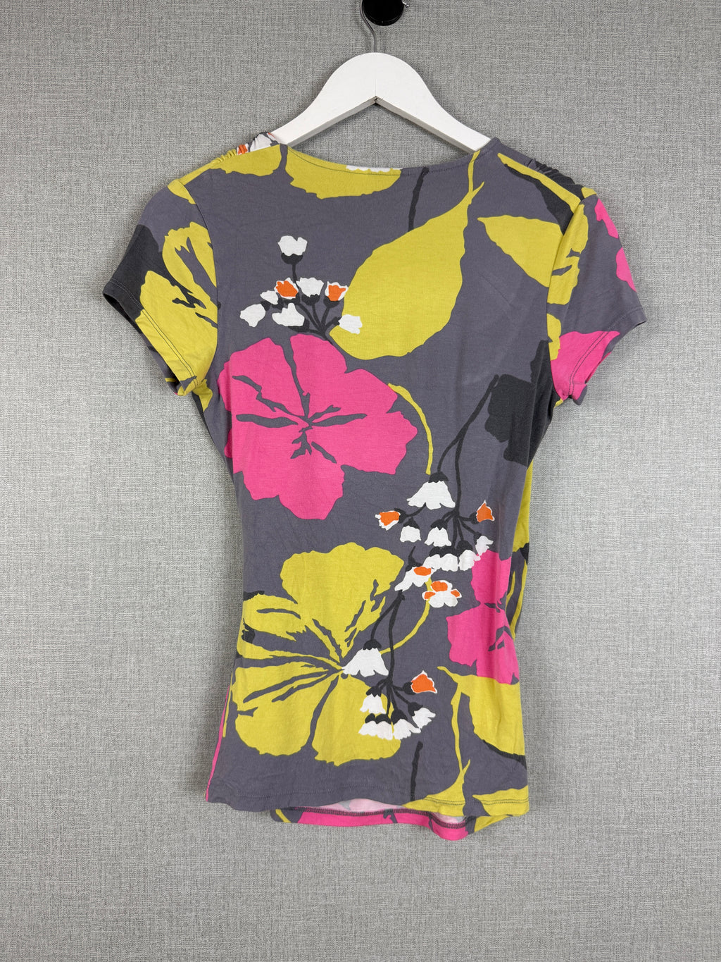 Boden Grey Floral Wrap Top UK 12 – Preloved