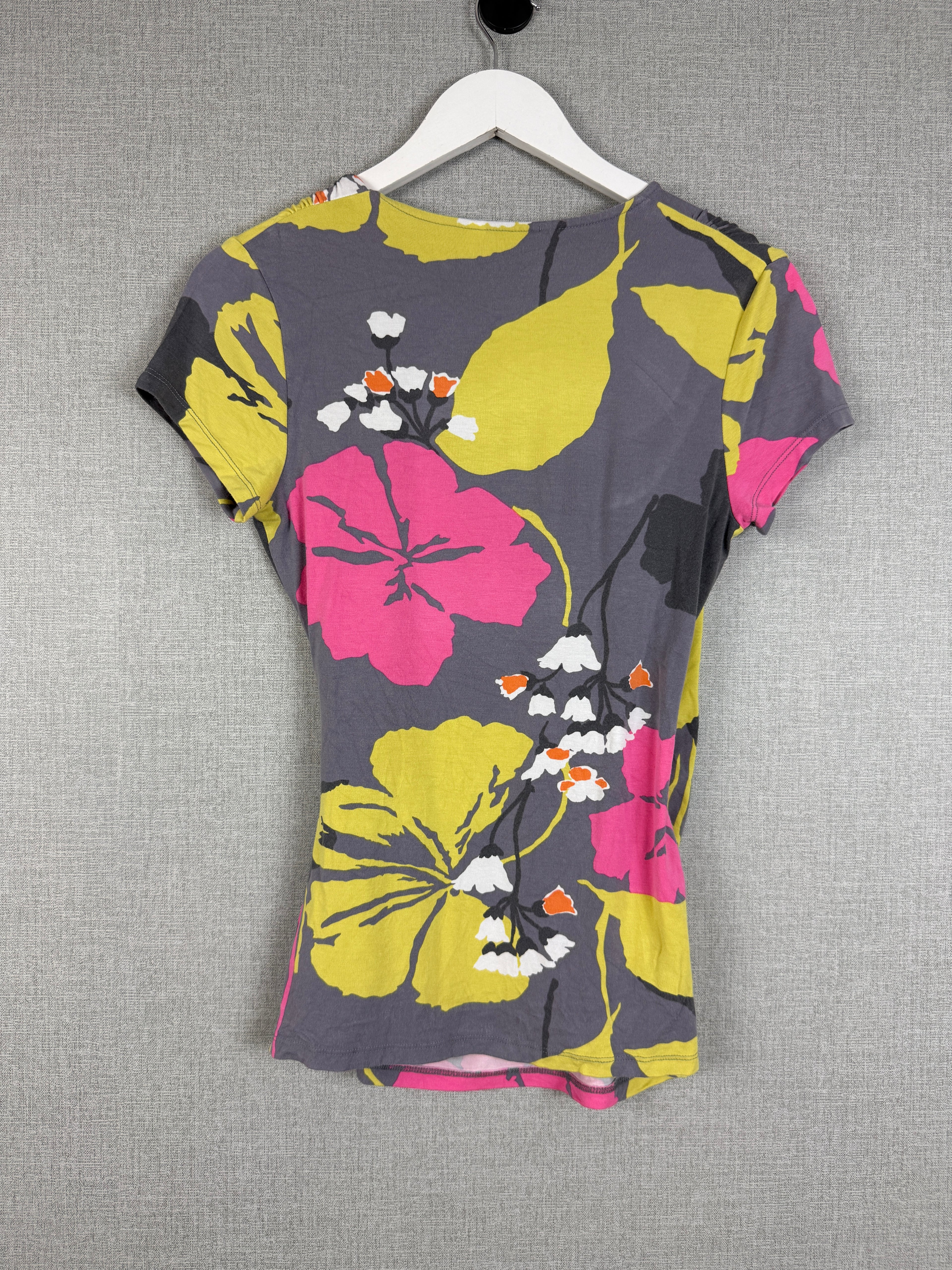 Boden Grey Floral Wrap Top UK 12 – Preloved