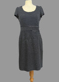 Monsoon Black White Stripe Stretch Jersey Dress UK 12 - Preloved