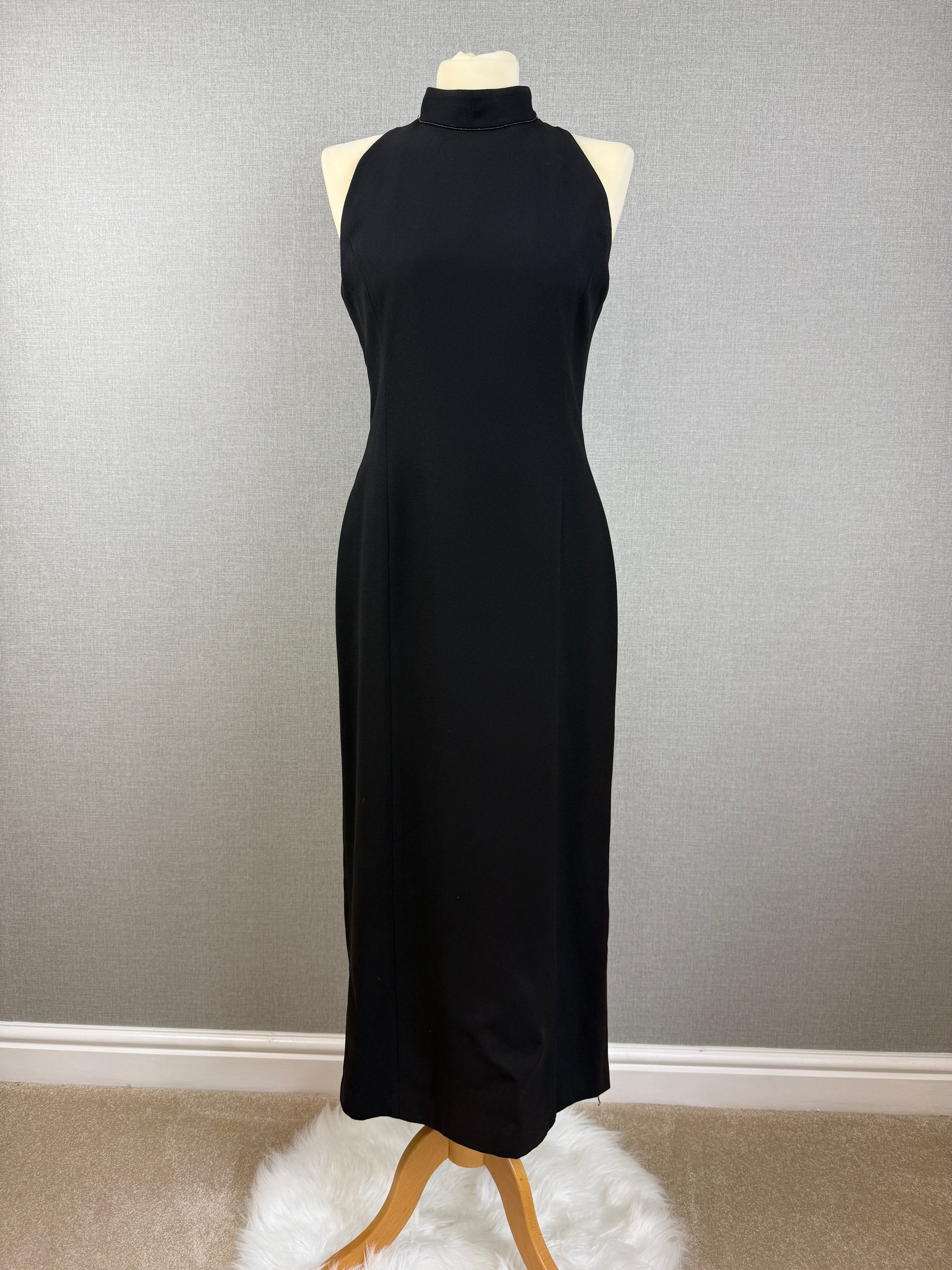 Vintage Principles Black Halter Neck Maxi Dress Size 12 - Vintage