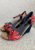 Ruby Shoo Floral Bow Wedge Sandals UK4 EU37 – BNWOB