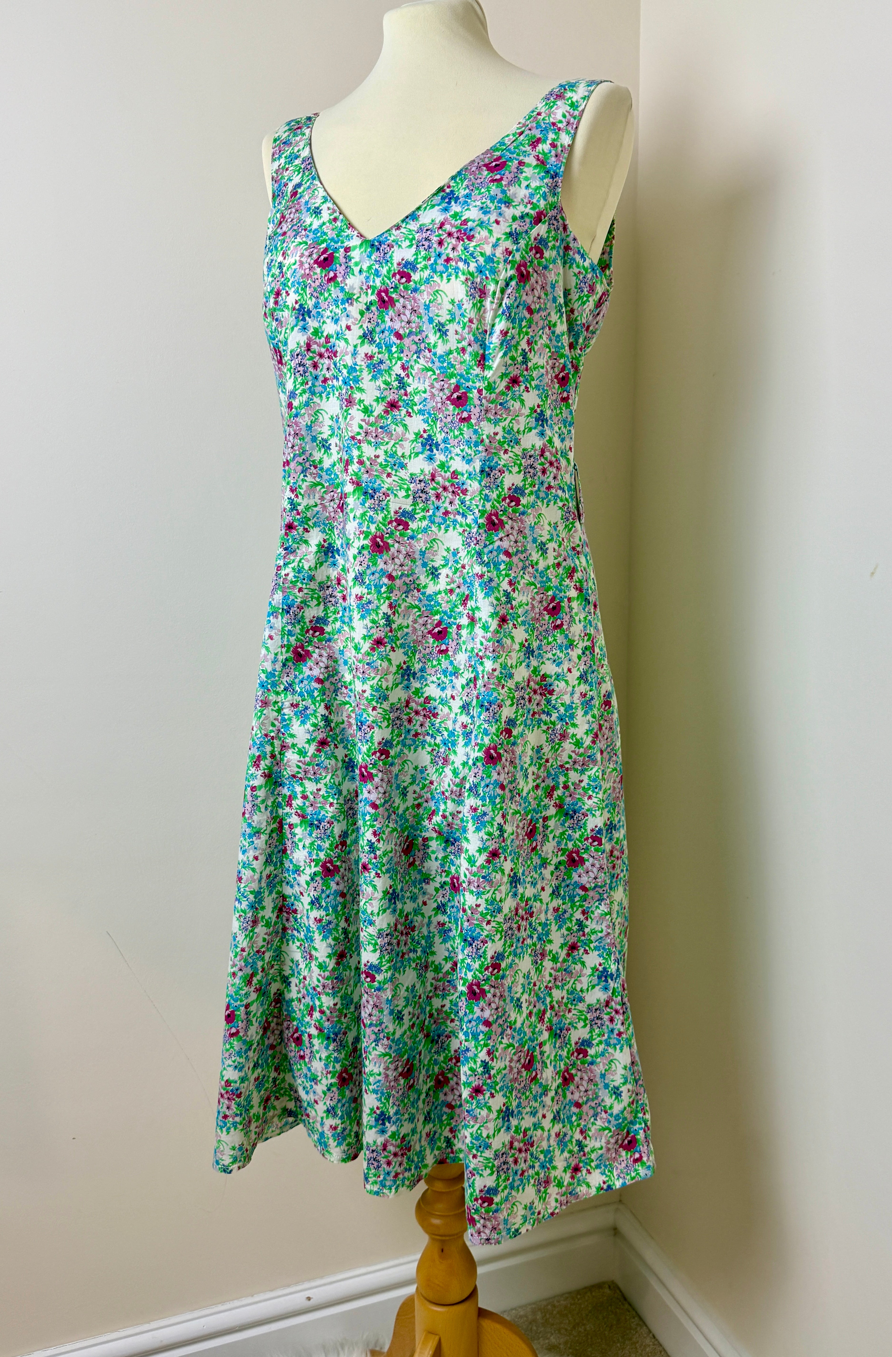 Angels Floral Cotton Sleeveless Fit & Flare Dress UK 14