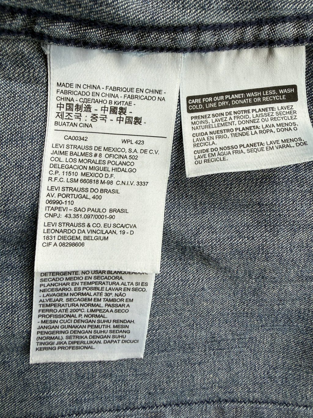 Levi’s Blue Denim Western Snap Button Shirt UK 12