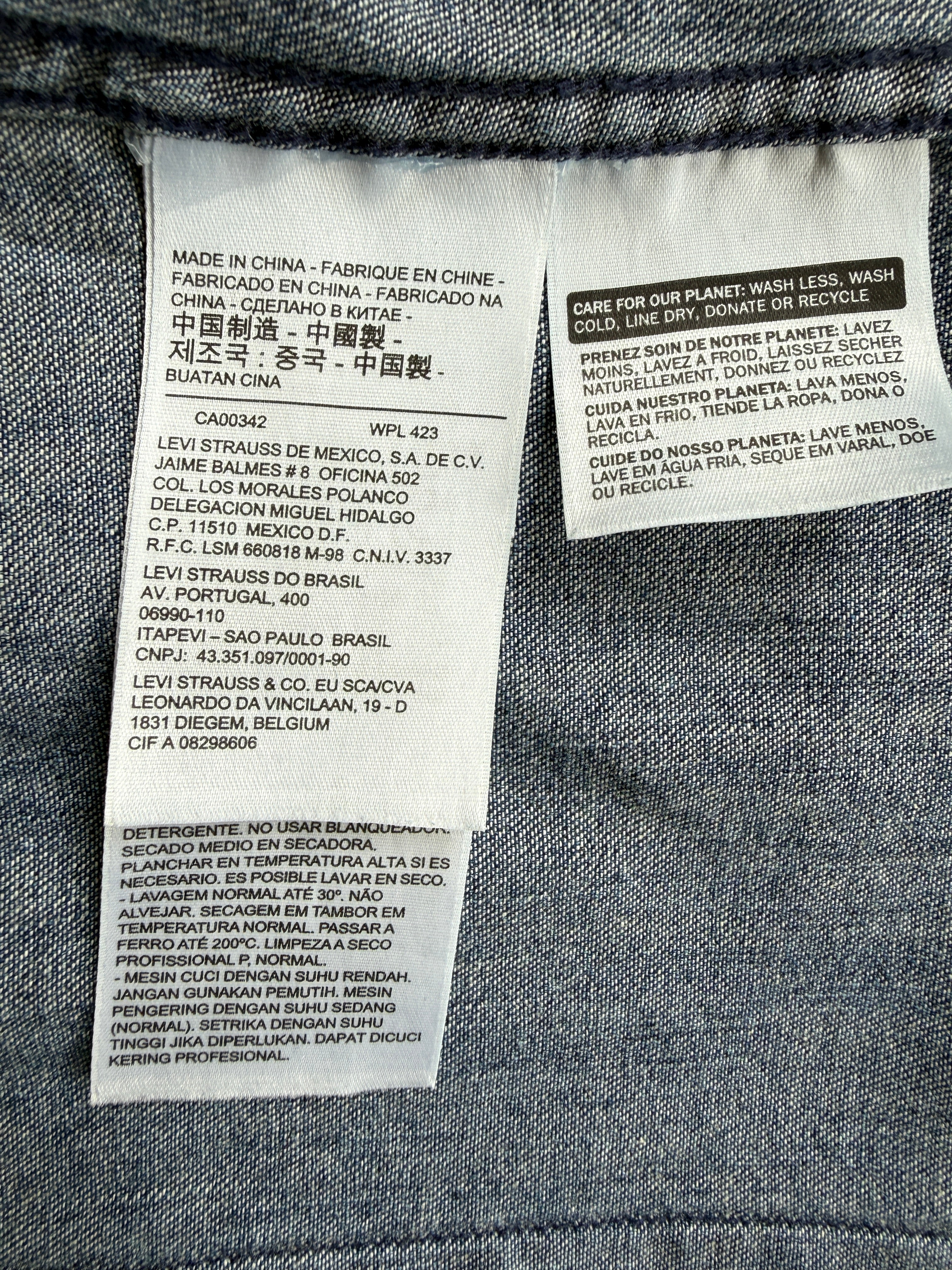 Levi’s Blue Denim Western Snap Button Shirt UK 12