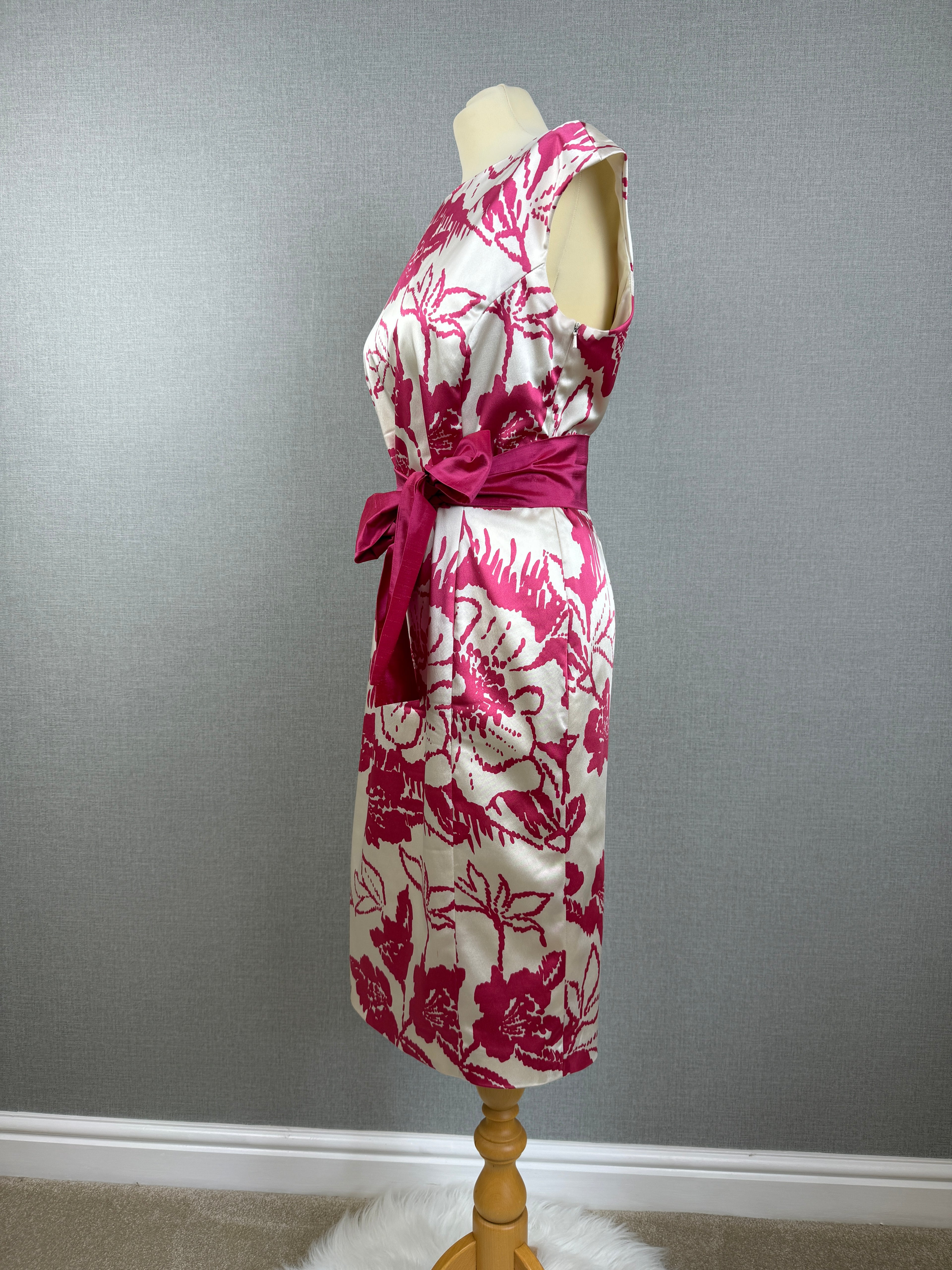 Coast Floral Satin Occasion Dress Size 14 - Preloved