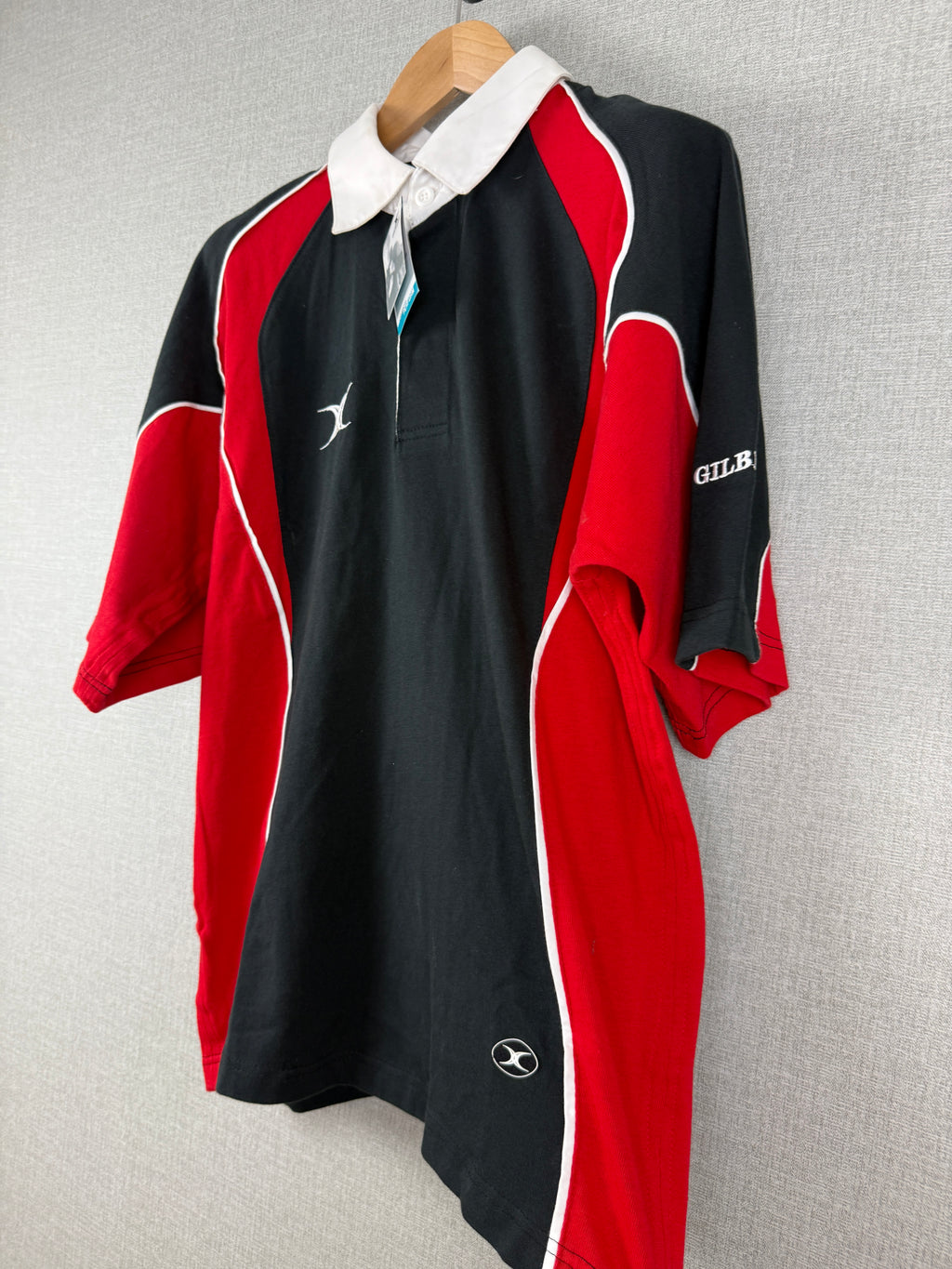 Gilbert Rugby Training Polo Shirt Black Red Size L - BNWT