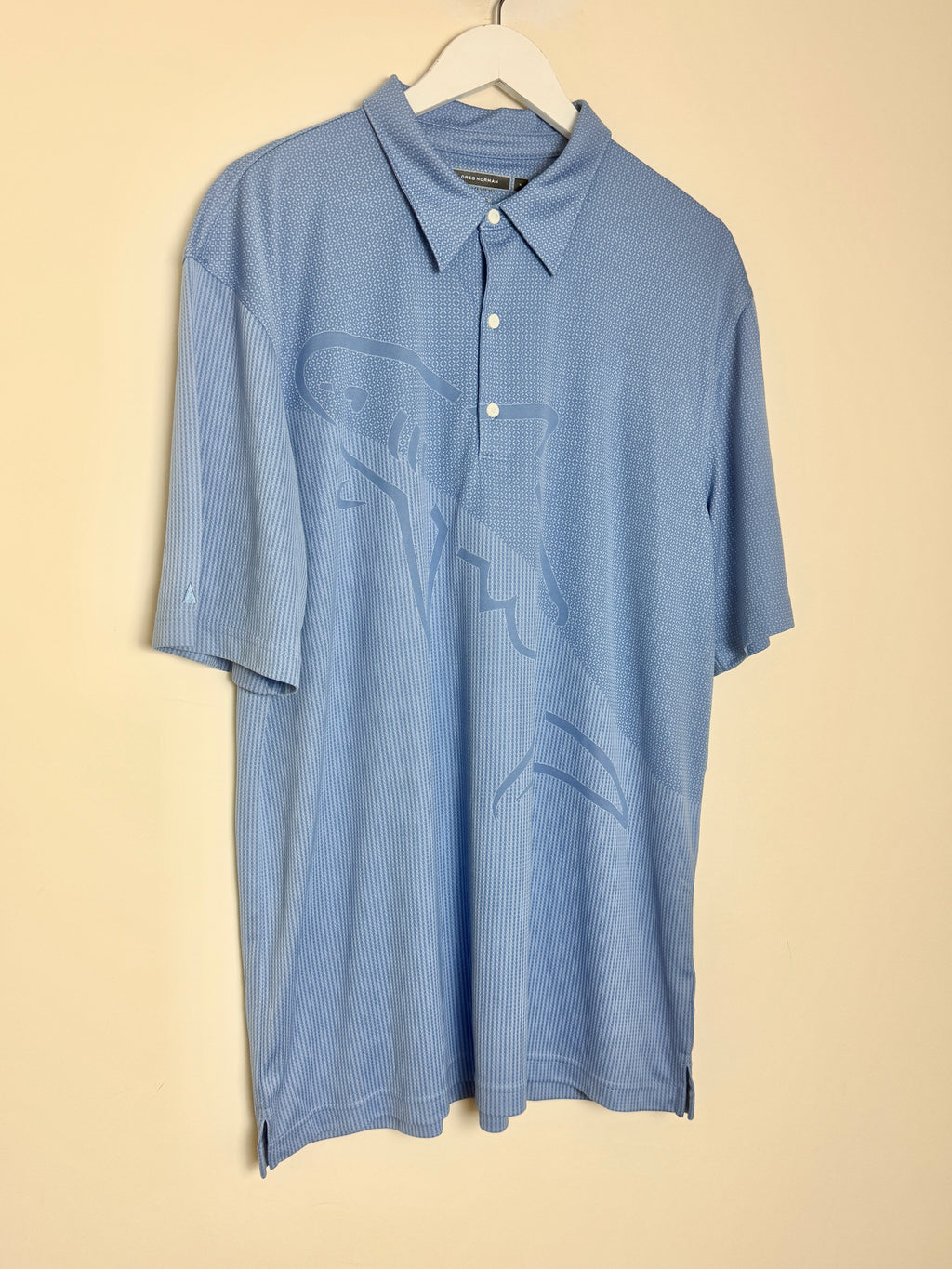 Greg Norman Blue Shark Logo Performance Golf Polo Shirt XL