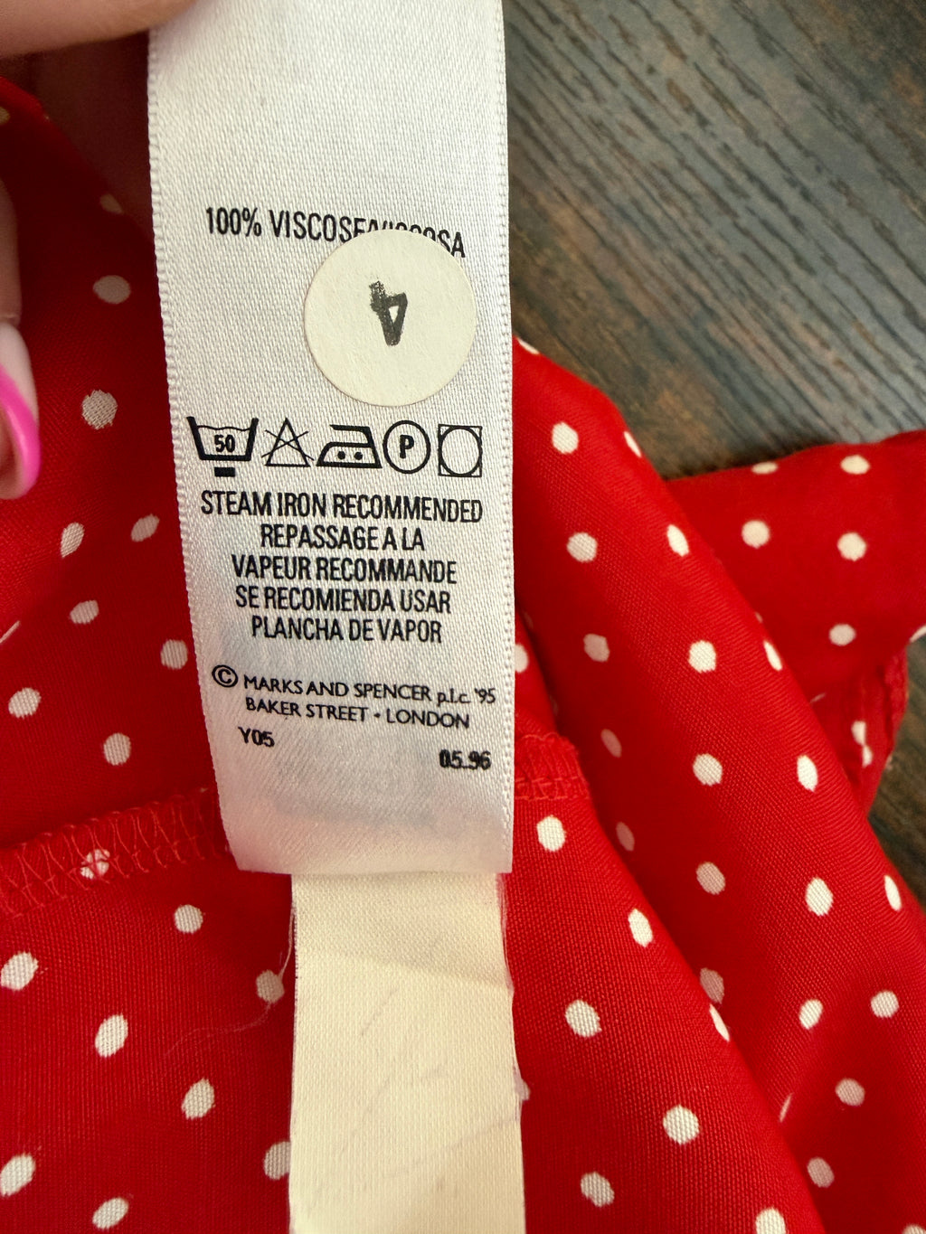 Vintage St Michael Red Polka Dot Slip Dress UK16 90s Made In UK