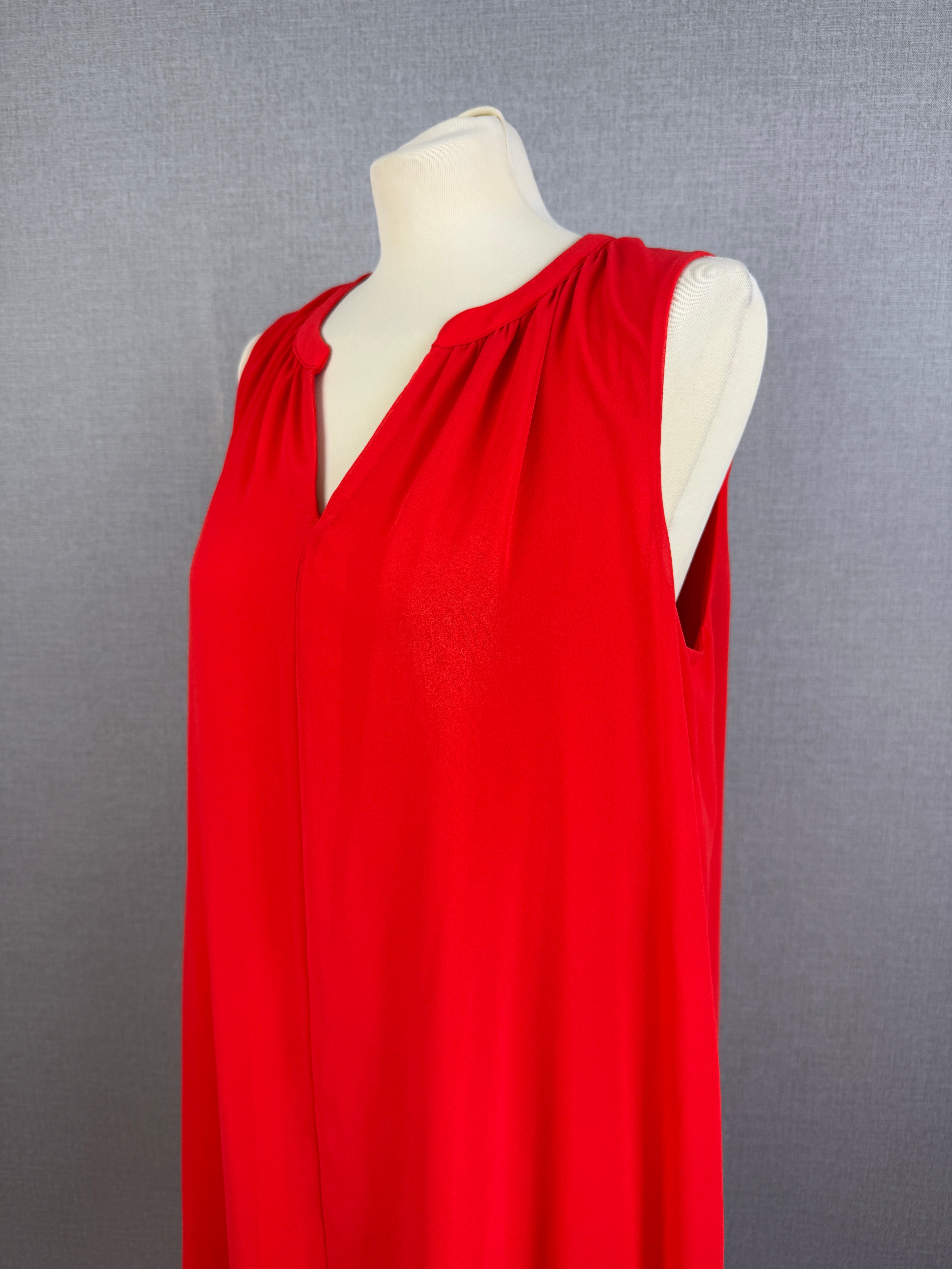 Naf Naf Women’s Red Sleeveless Chiffon Overlay Shift Midi Dress XL