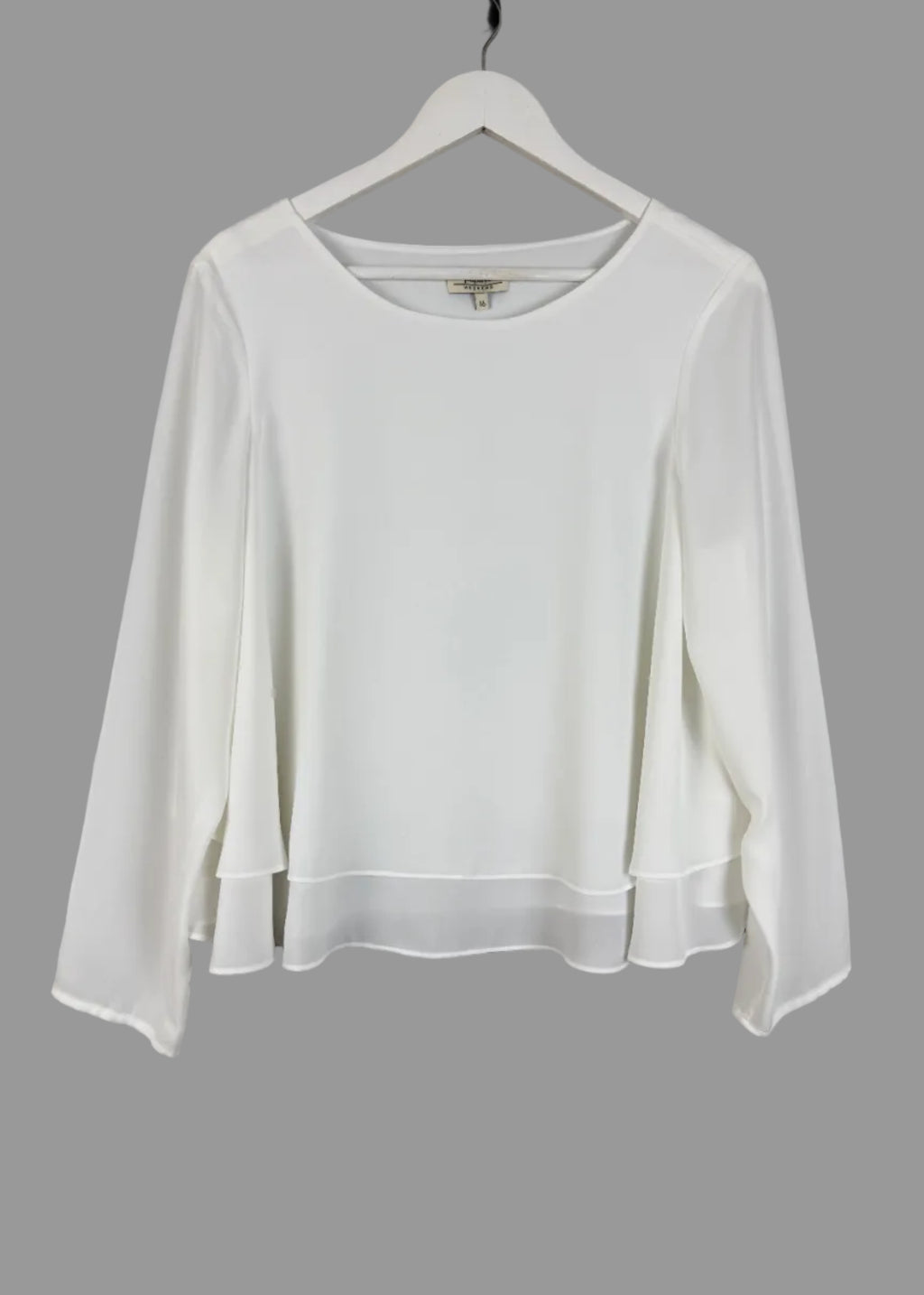 Papaya Weekend White Layered Bell Sleeve Blouse UK 16 – Preloved