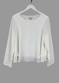 Papaya Weekend White Layered Bell Sleeve Blouse UK 16 – Preloved