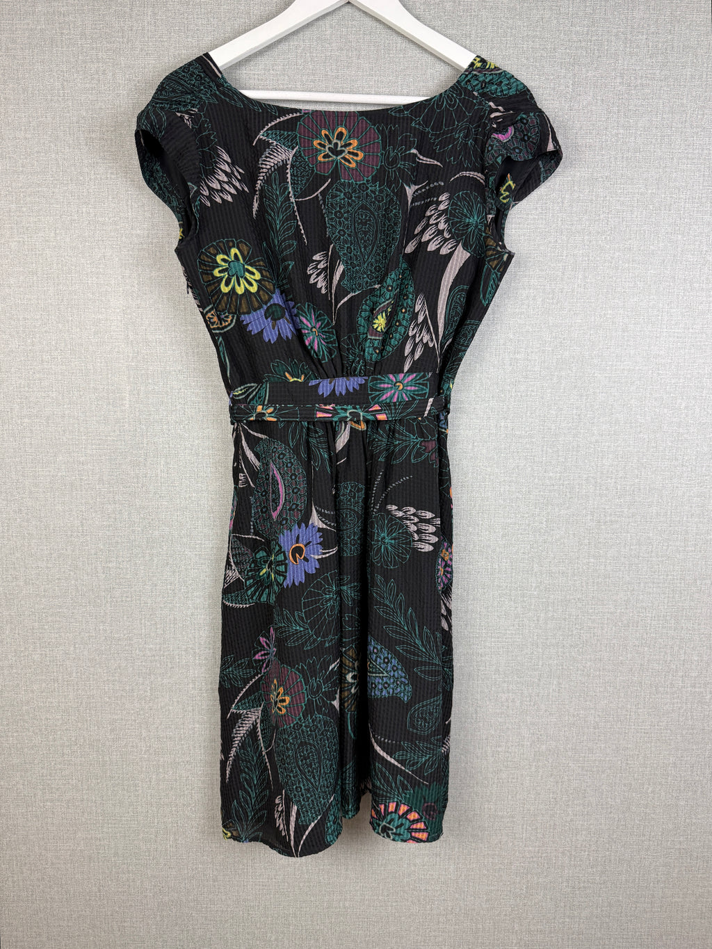 InWear Pure Silk Floral Print Belted Occasion Dress UK 10