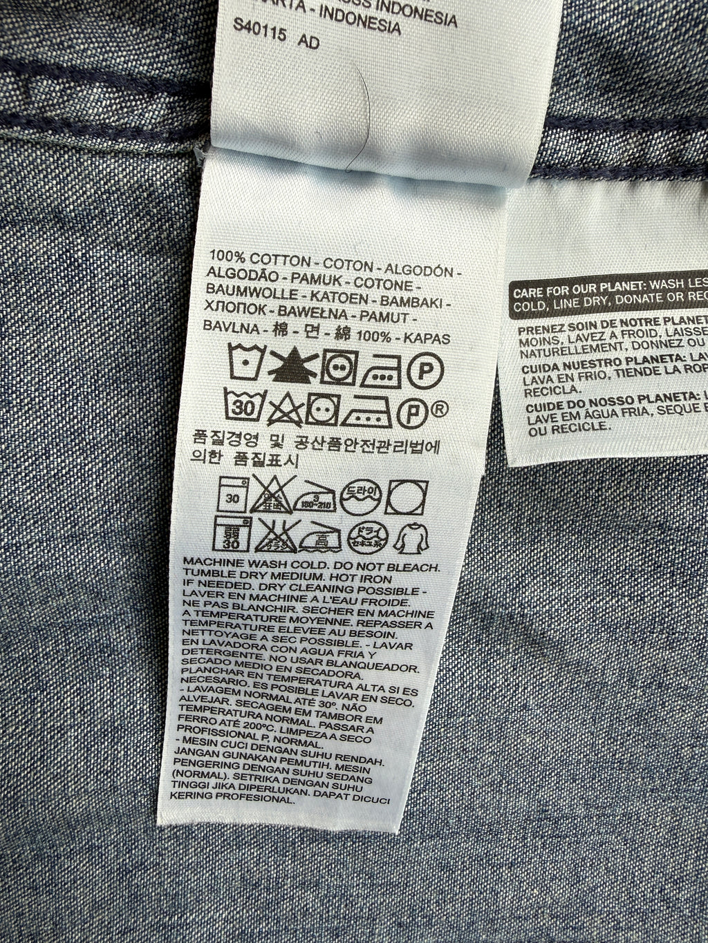 Levi’s Blue Denim Western Snap Button Shirt UK 12