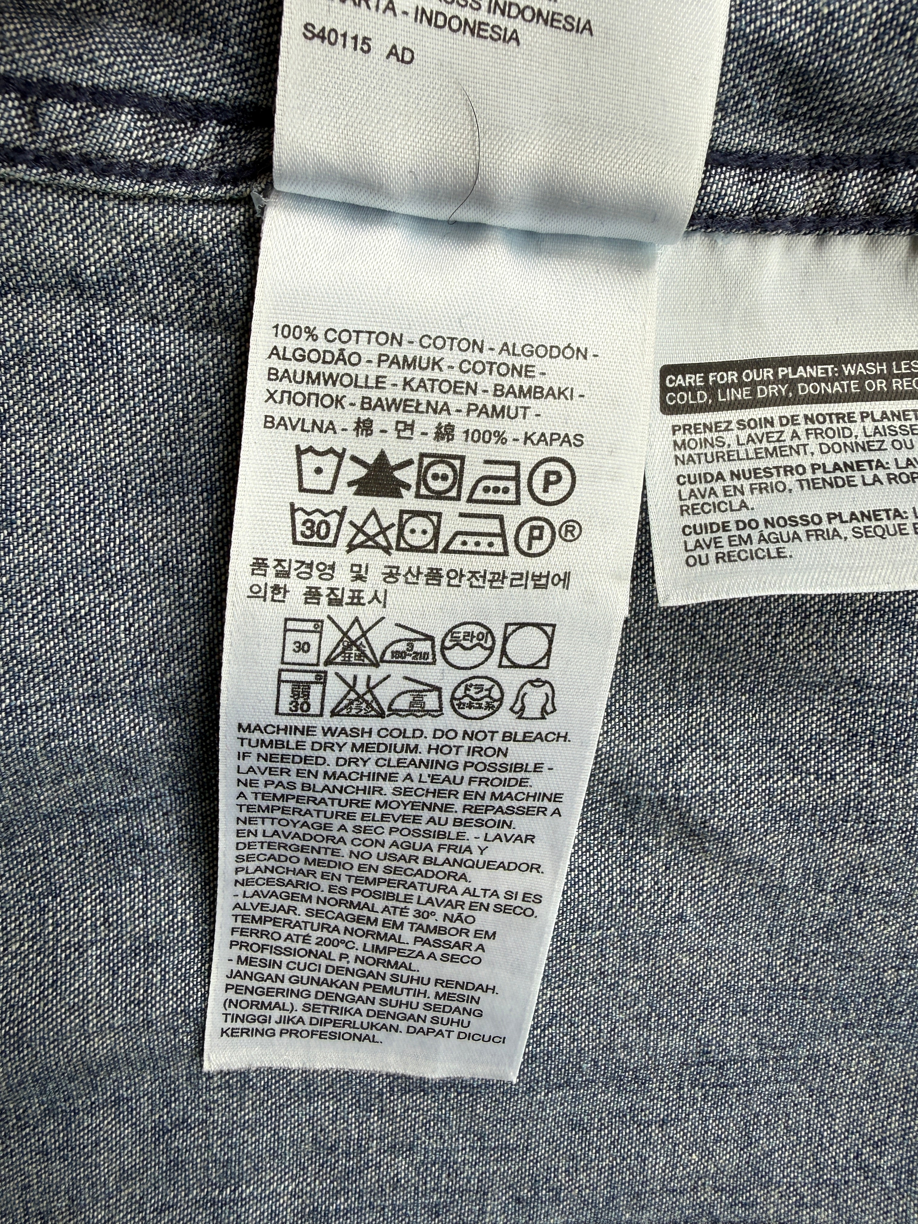 Levi’s Blue Denim Western Snap Button Shirt UK 12