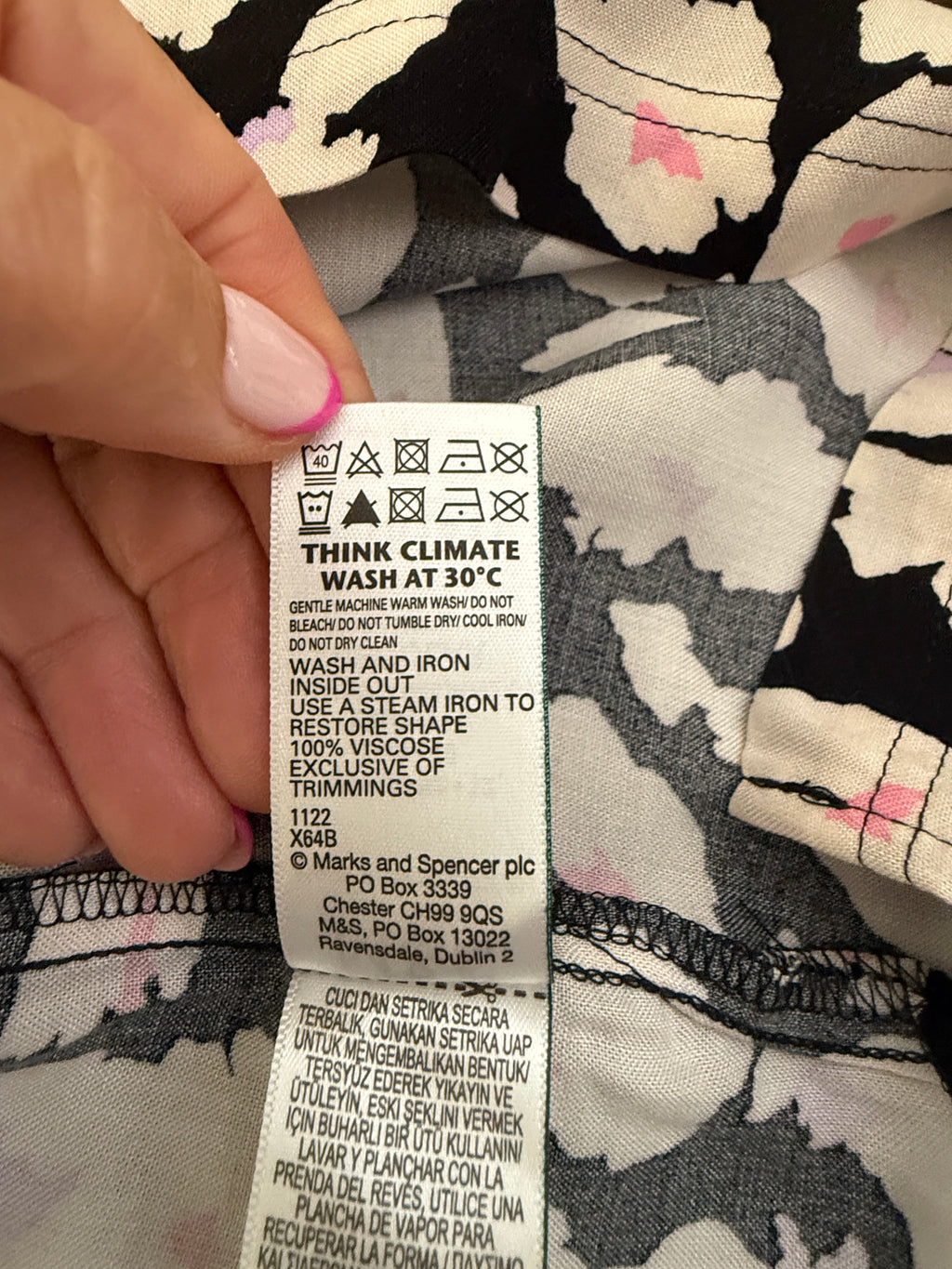 M&S Collection Animal Print Cami Top UK12 Black White Pink