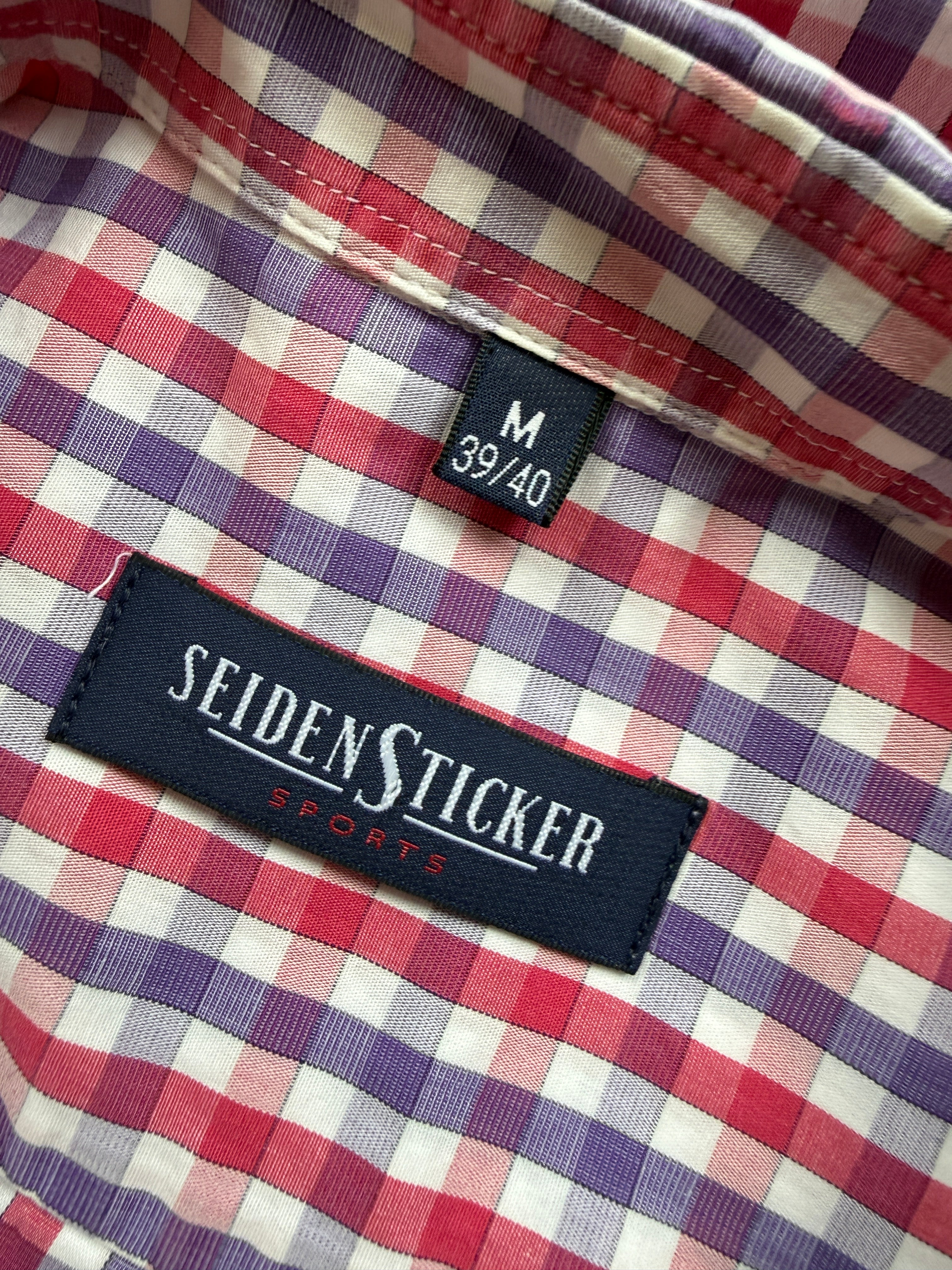 Seidensticker Sports Red Blue Checked Cotton Short Sleeve Shirt Medium