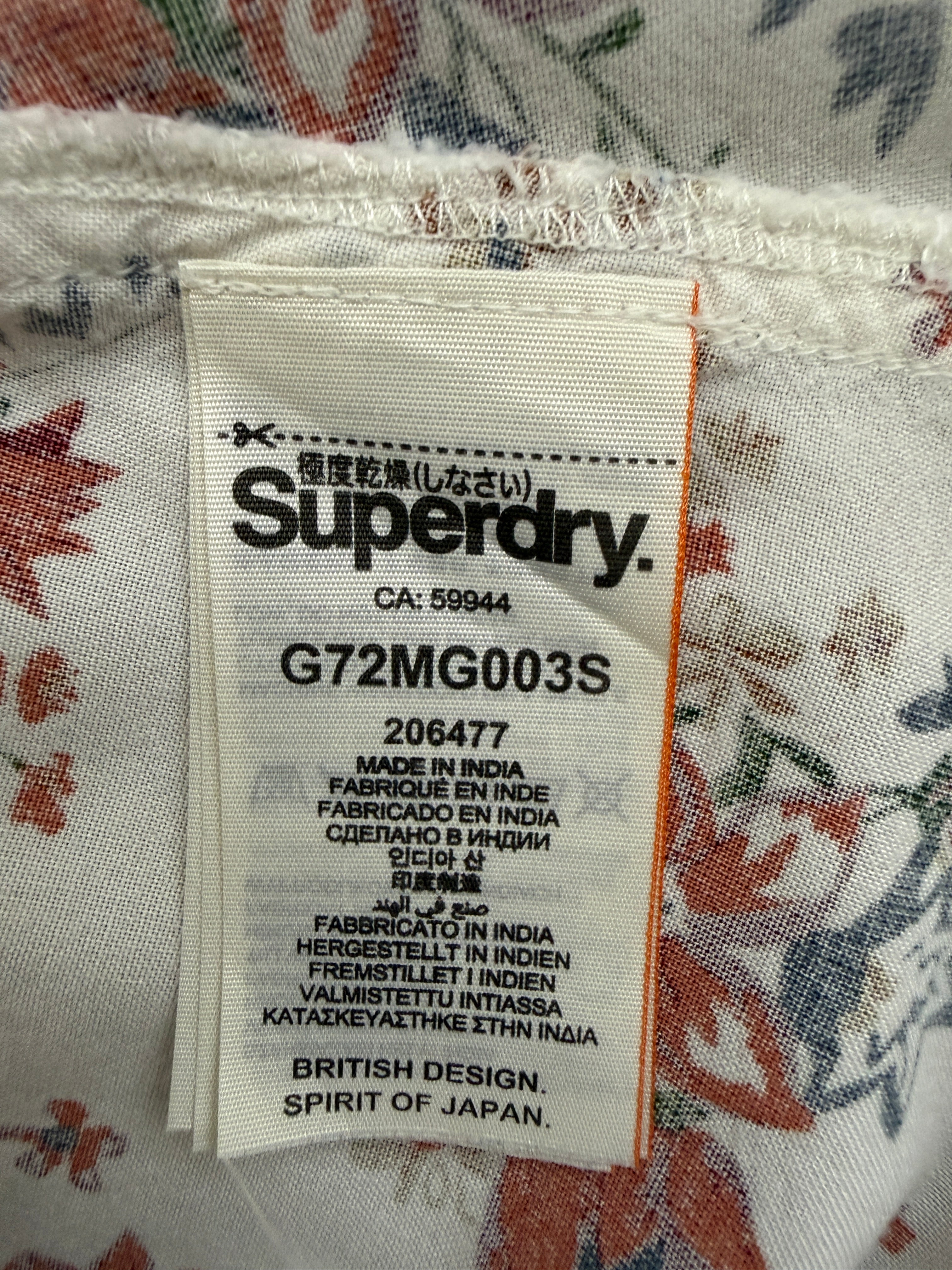 Superdry White Floral Button Front Mini Skirt Boho Summer UK12