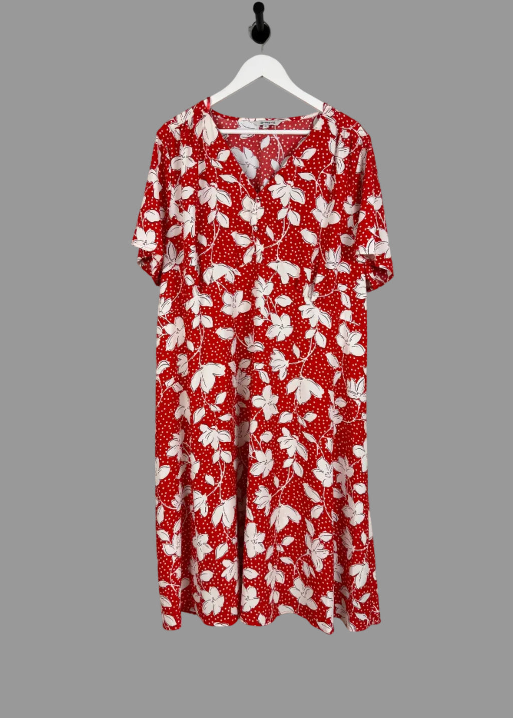Bonmarché BNWT Red Floral Polka Dot Midi Dress Size 24