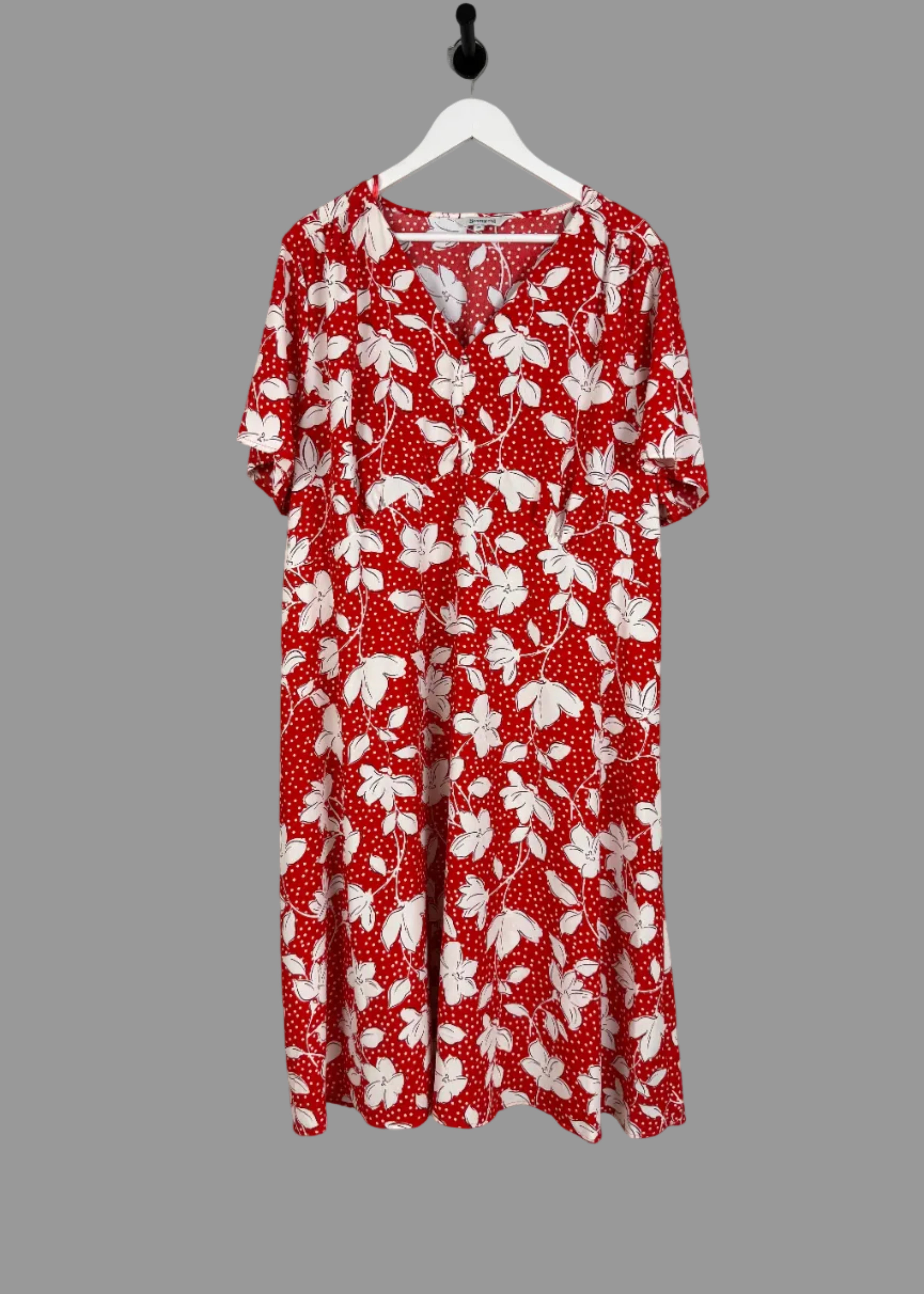 Bonmarché BNWT Red Floral Polka Dot Midi Dress Size 24