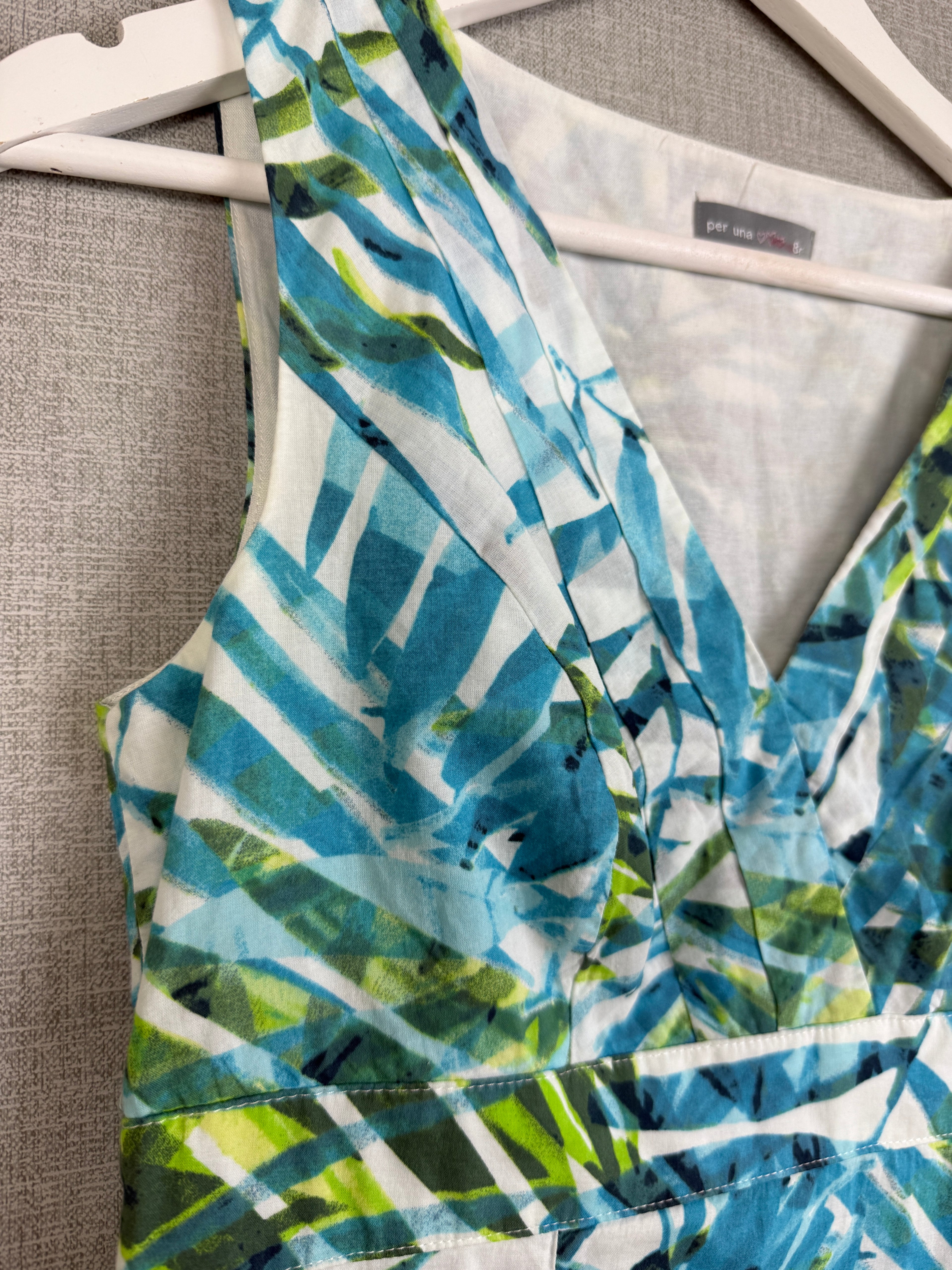 Vintage Per Una Tropical Palm Leaf Print Summer Dress UK 8