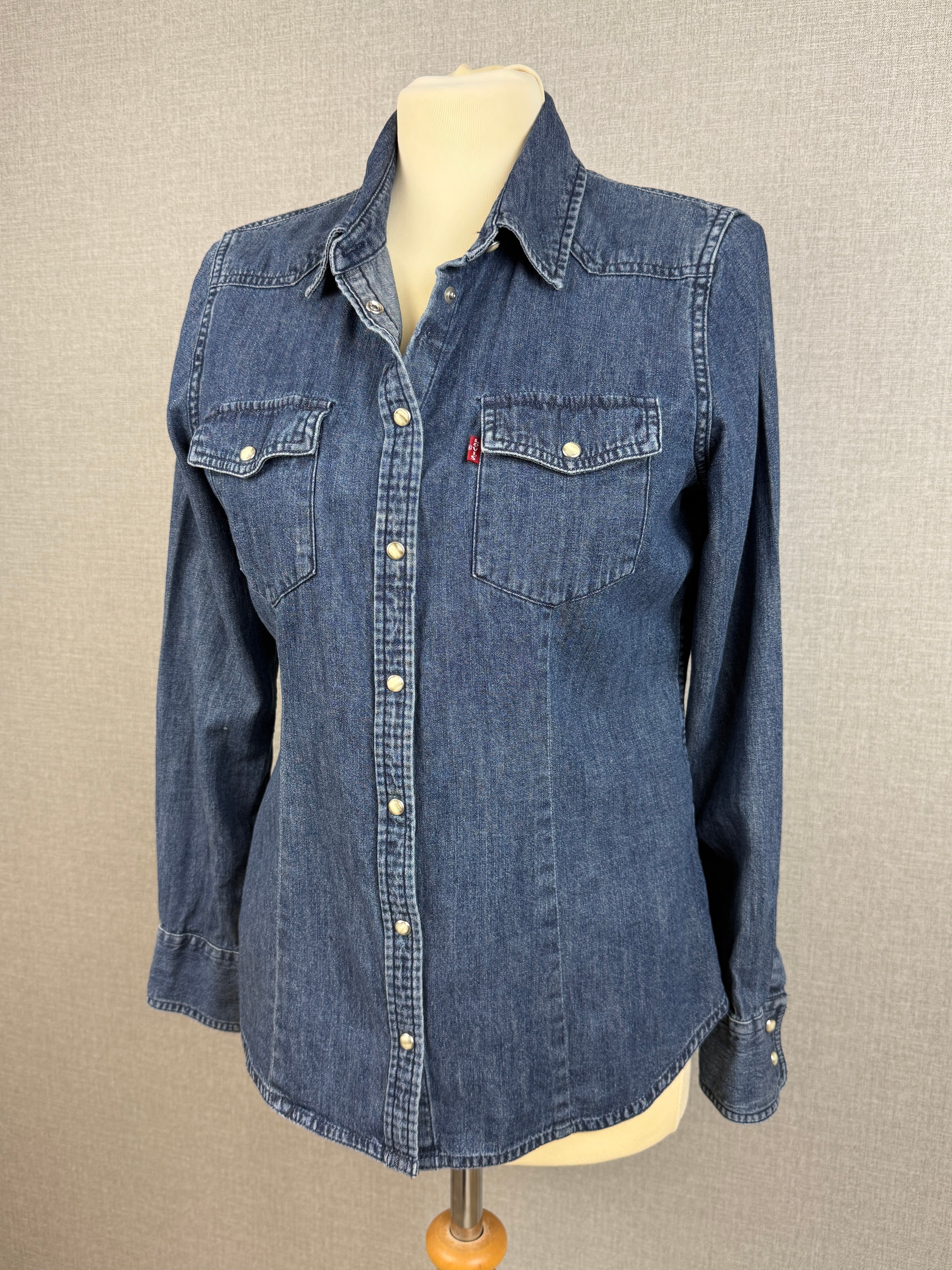 Levi’s Blue Denim Western Snap Button Shirt UK 12