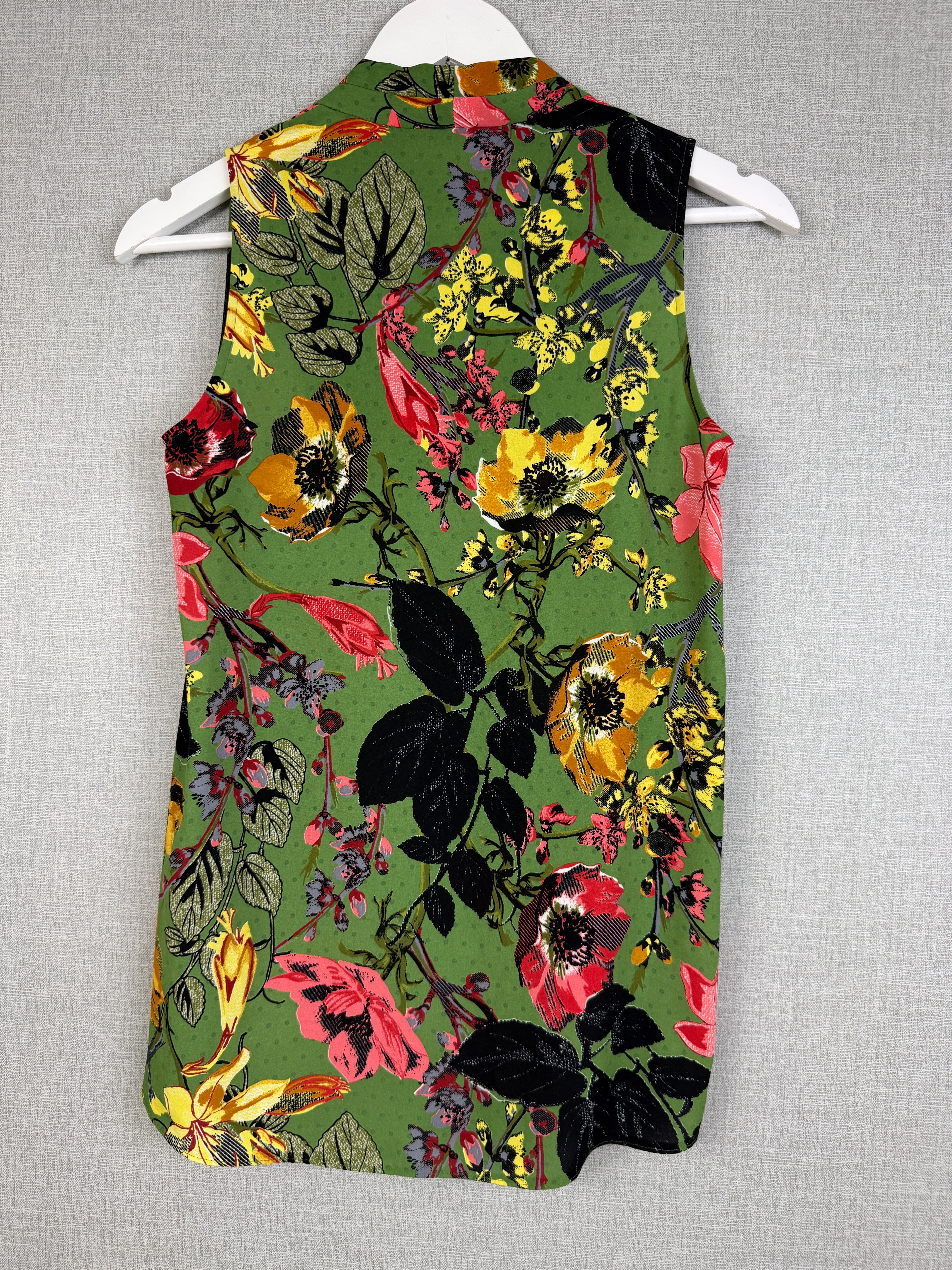 Next Green Botanical Floral Sleeveless Blouse Top UK 8