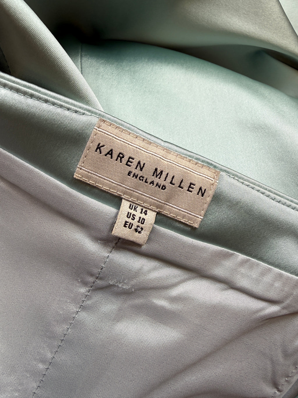 Karen Millen Mint Satin Midi Dress UK 14 – Preloved