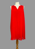 Naf Naf Women’s Red Sleeveless Chiffon Overlay Shift Midi Dress XL
