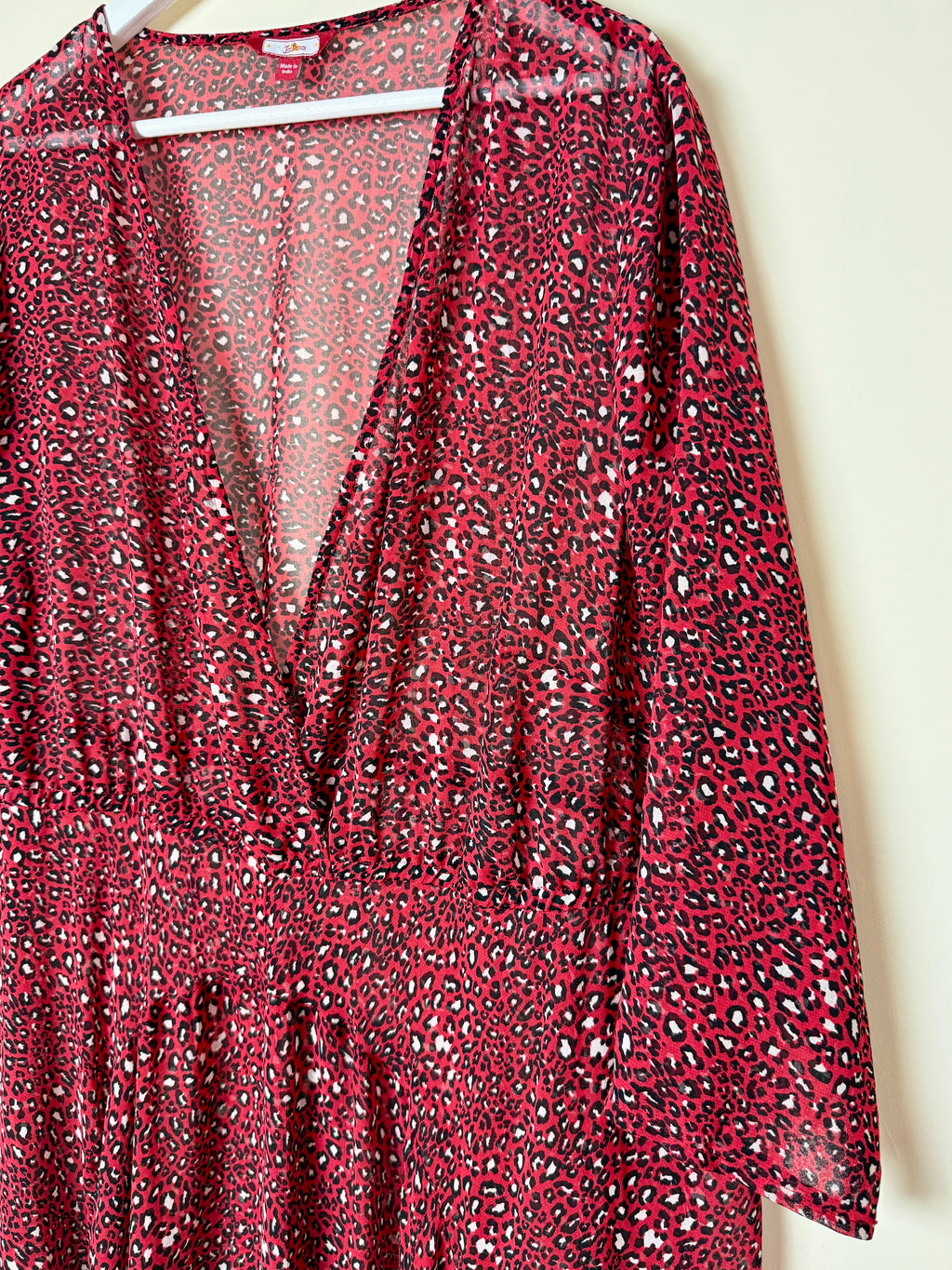 Joe Browns Red Leopard Print Sheer Maxi Cover Up Dress UK 26