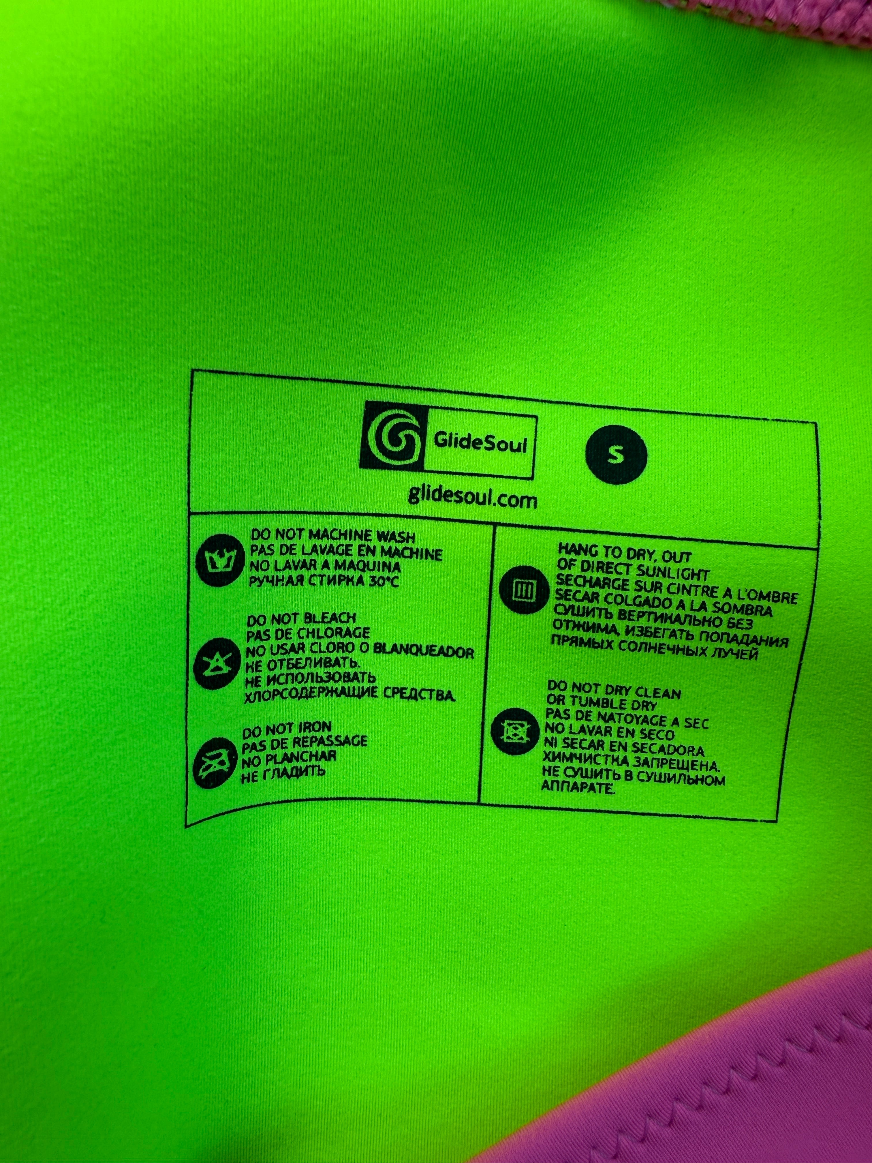 GlideSoul Neon Pink Lime Green Neoprene Style Bikini Set Size S