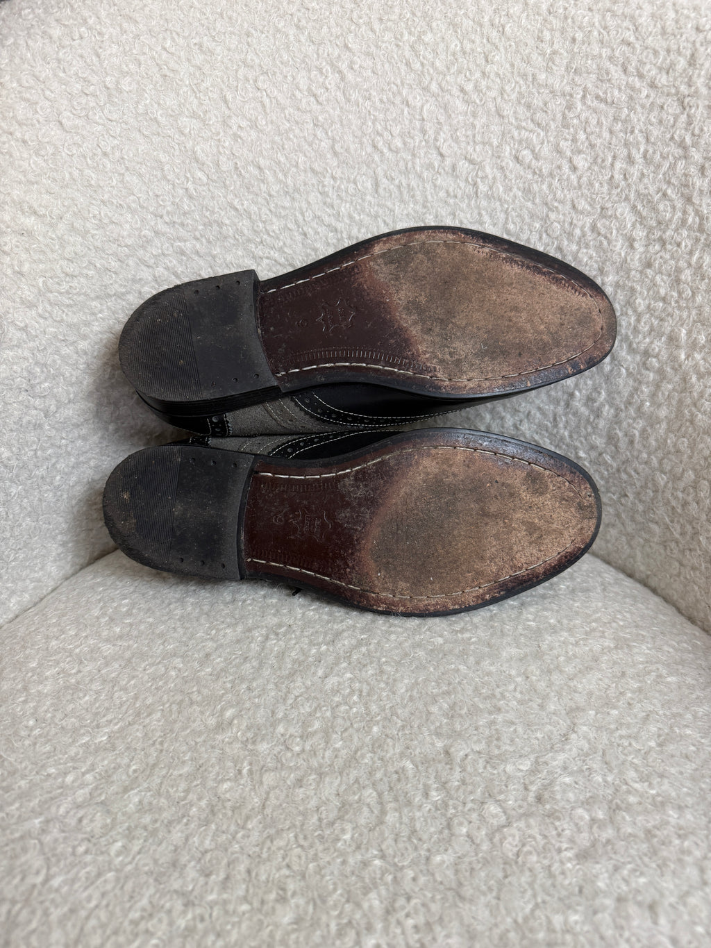 Clifford James Black & Grey Leather Suede Brogue Shoes UK 9- Preloved