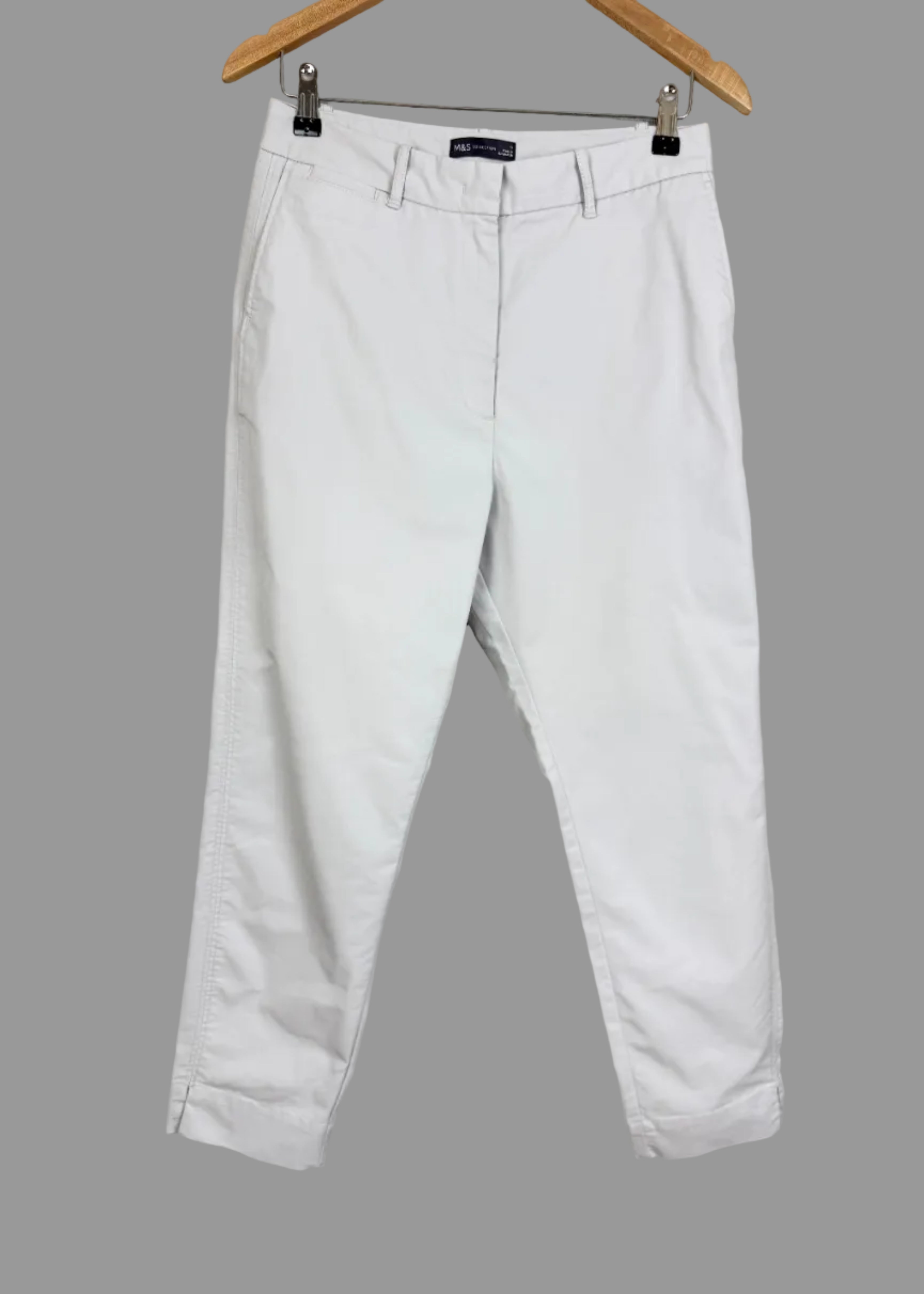 M&S Collection Light Grey Cropped Tailored Trousers UK 10 Short