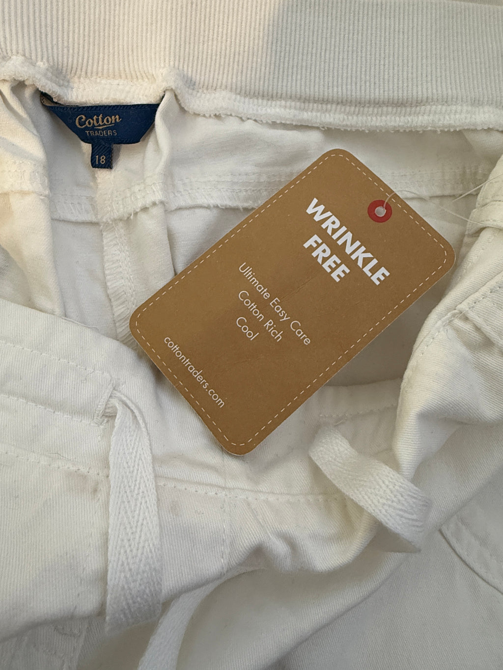Cotton Traders White Pull On Easy Care Trousers UK18 W38 L31