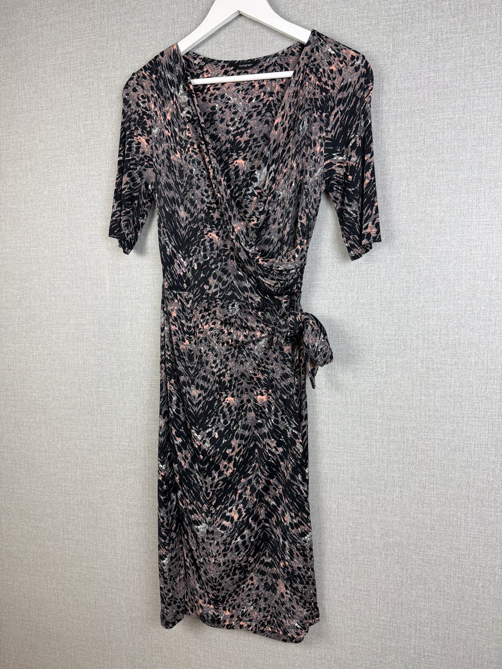 Autograph M&S Animal Print Ruched Wrap Midi Dress UK 10